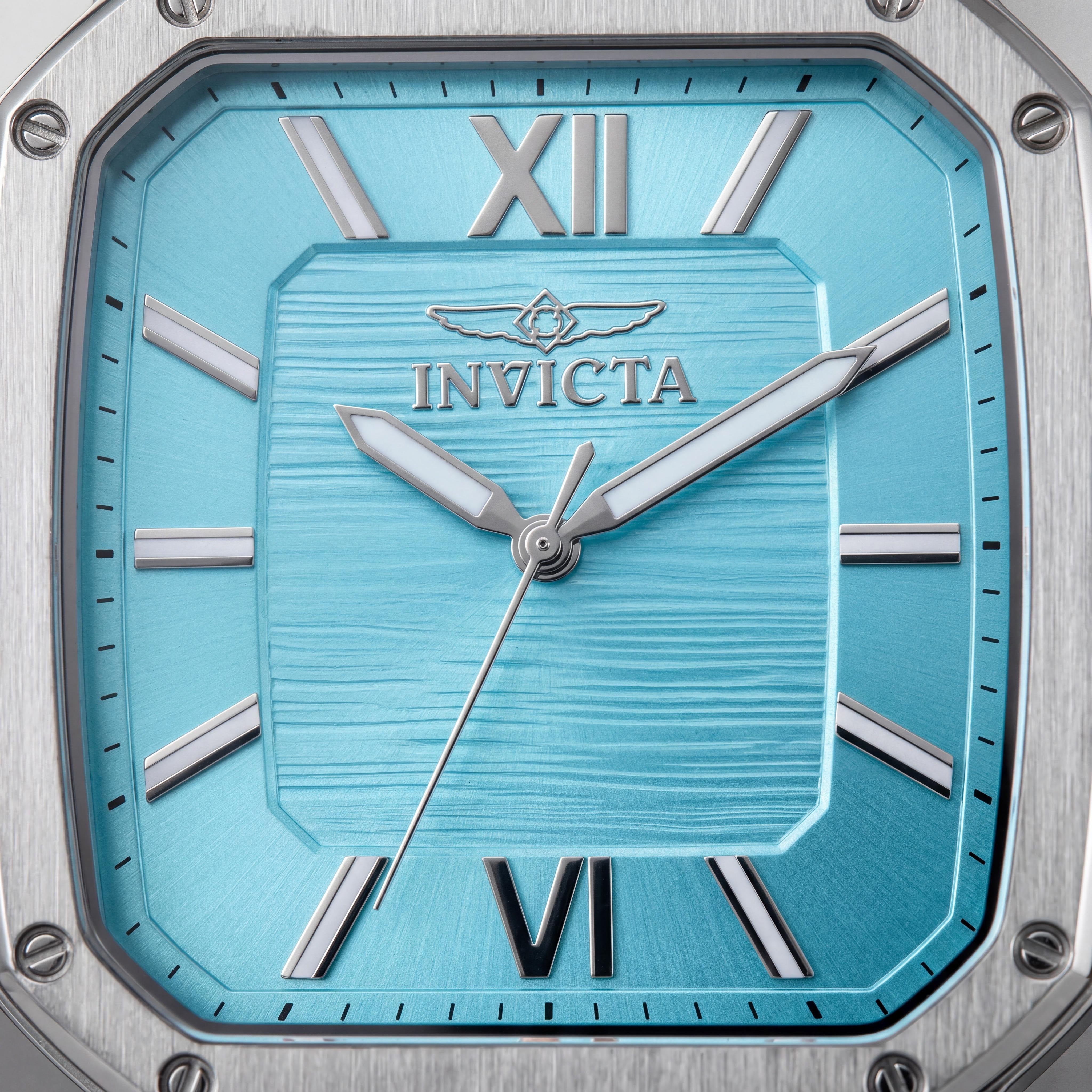 Invicta Cuadro 50357 Reloj de cuarzo para hombre de 39 mm con caja y brazalete de acero inoxidable plateado, esfera azul, Photo 2
