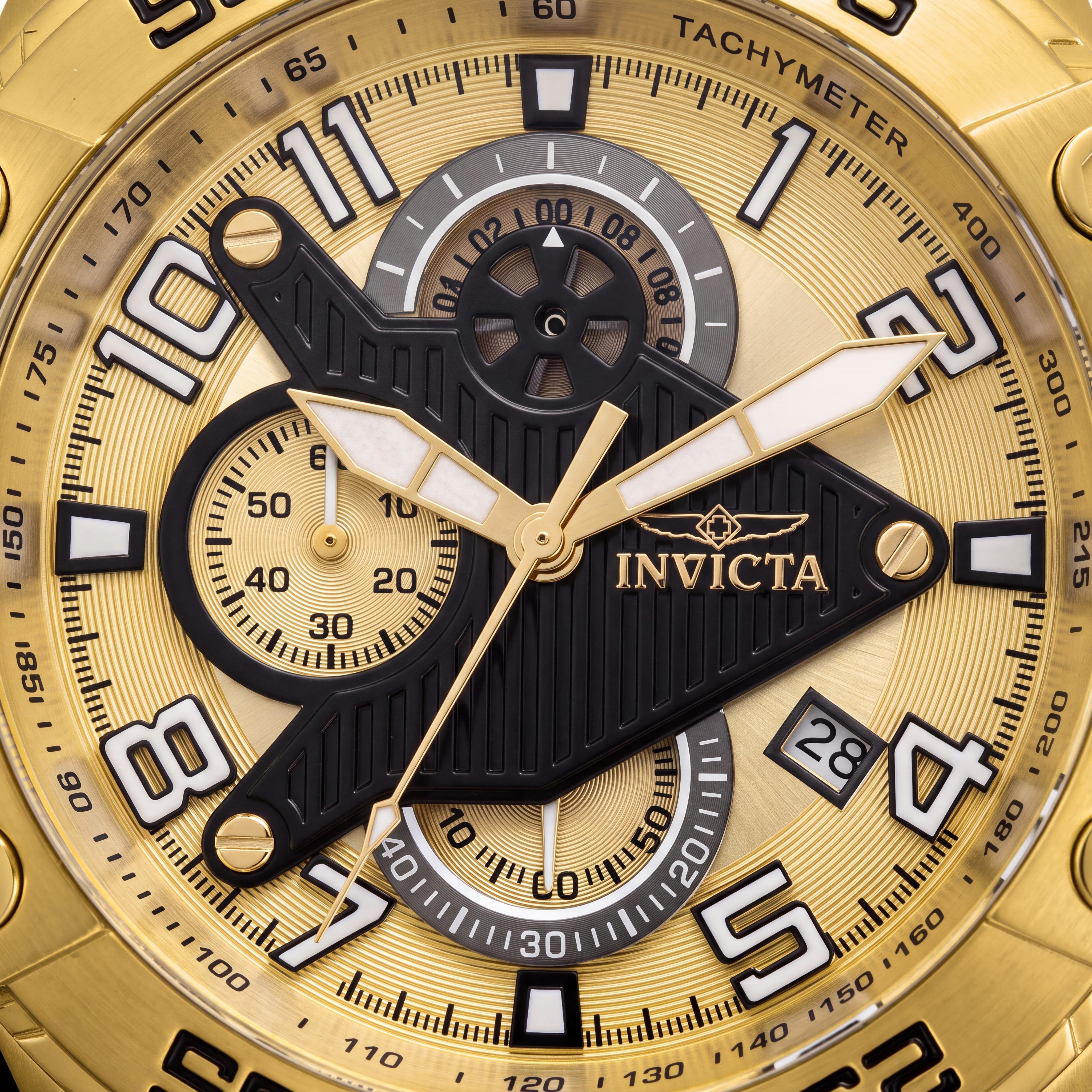 Invicta Reloj de pulsera para hombre, de cuarzo, cronógrafo, de acero inoxidable tono dorado, 48 mm, resistente al agua 10 ATM, Photo 2