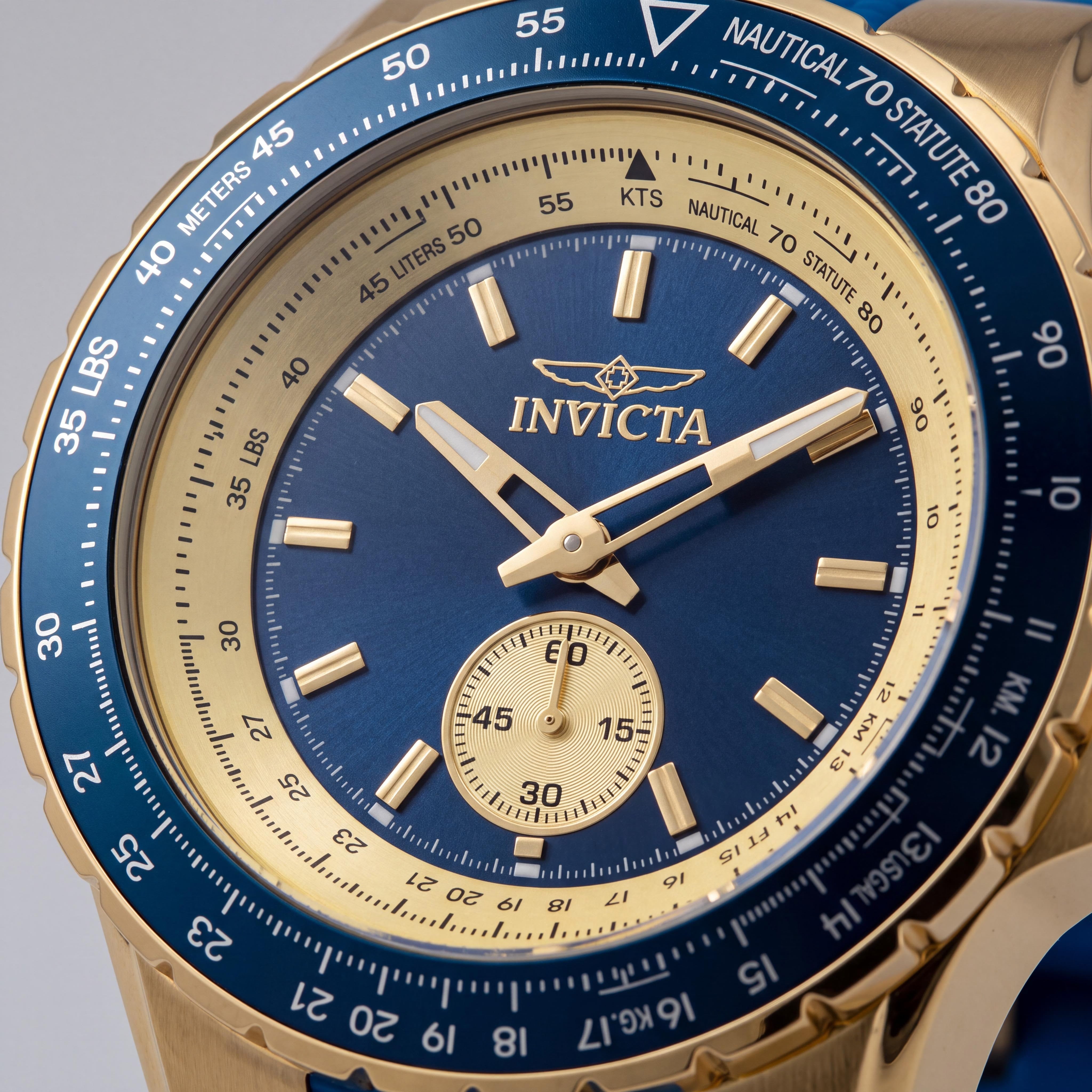 Invicta Aviator 49307 Unisex Quartz 50mm Stainless Steel Blue Dial Silicone Strap 10 ATM Water Resistant Watch, Photo 2