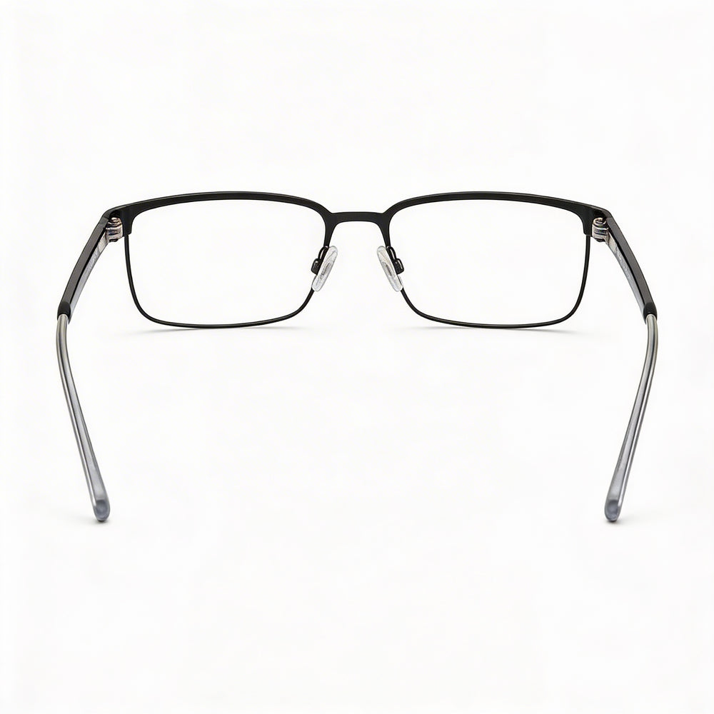 Tommy Hilfiger TH 1235 Gafas Rectangulares de Metal Unisex con Cristales Transparentes, Negro Mate Cristal, 55mm