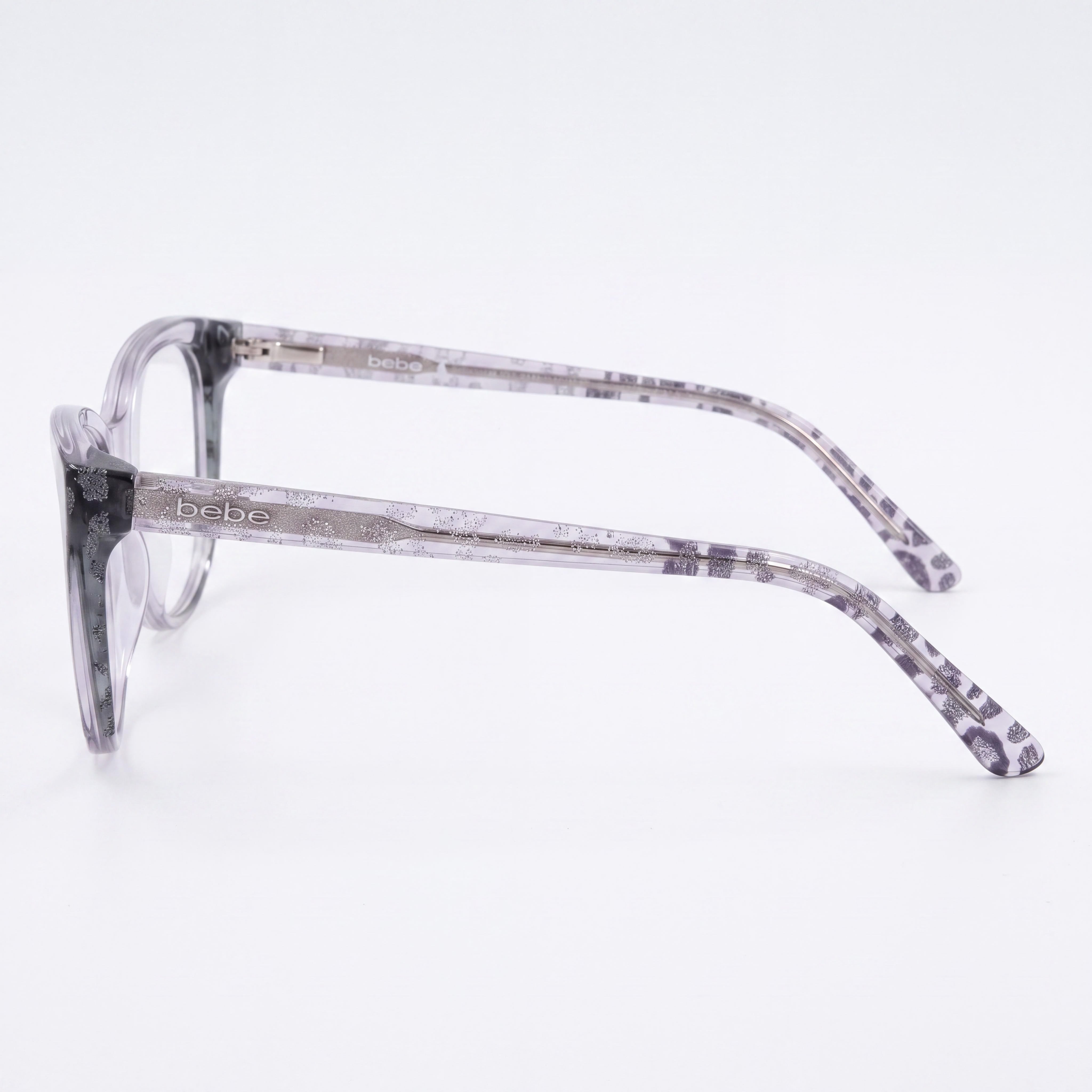 bebe Bb5208 Women's Grey Animal Plastic Full Rim Cat Eye Optical Frame for Prescription Lenses 52-17-135, Photo 3