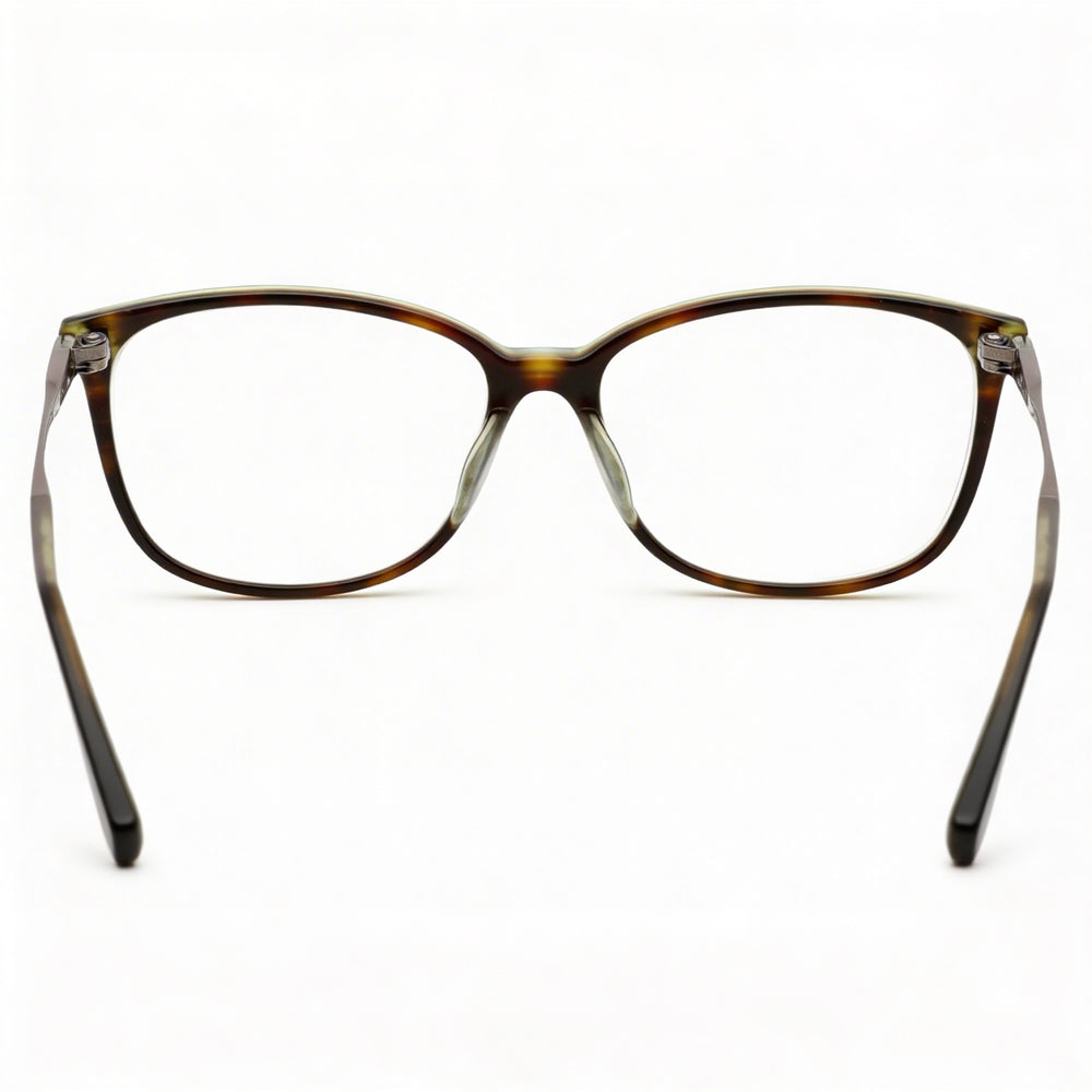 Emozioni Women's 4044 Rectangular Plastic Havana Green Gray Prescription Ready Eyeglasses with Clear Demo Lenses, 53mm