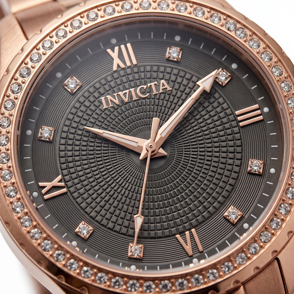 Invicta Specialty 69222 Reloj de pulsera unisex de cuarzo de acero inoxidable chapado en oro rosa de 33 mm con esfera gris