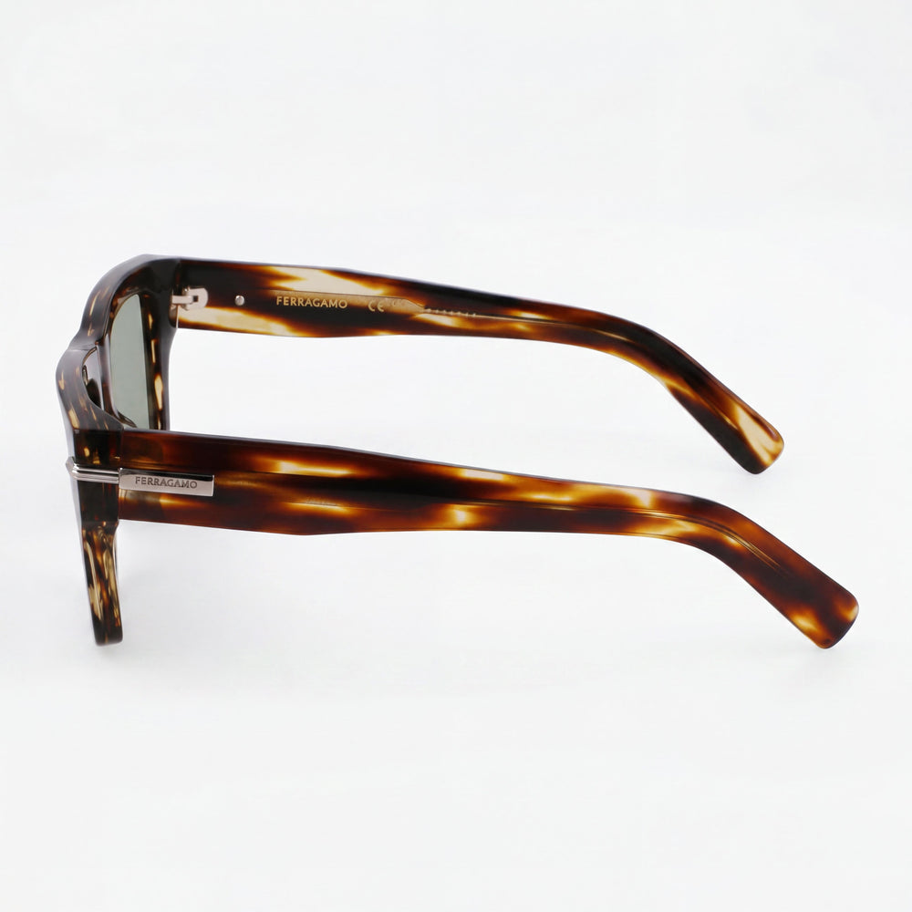 Gafas Ferragamo Sf2033s Unisex de Montura de Titanio, Color Marrón Rayado, Protección UV 400 53mm