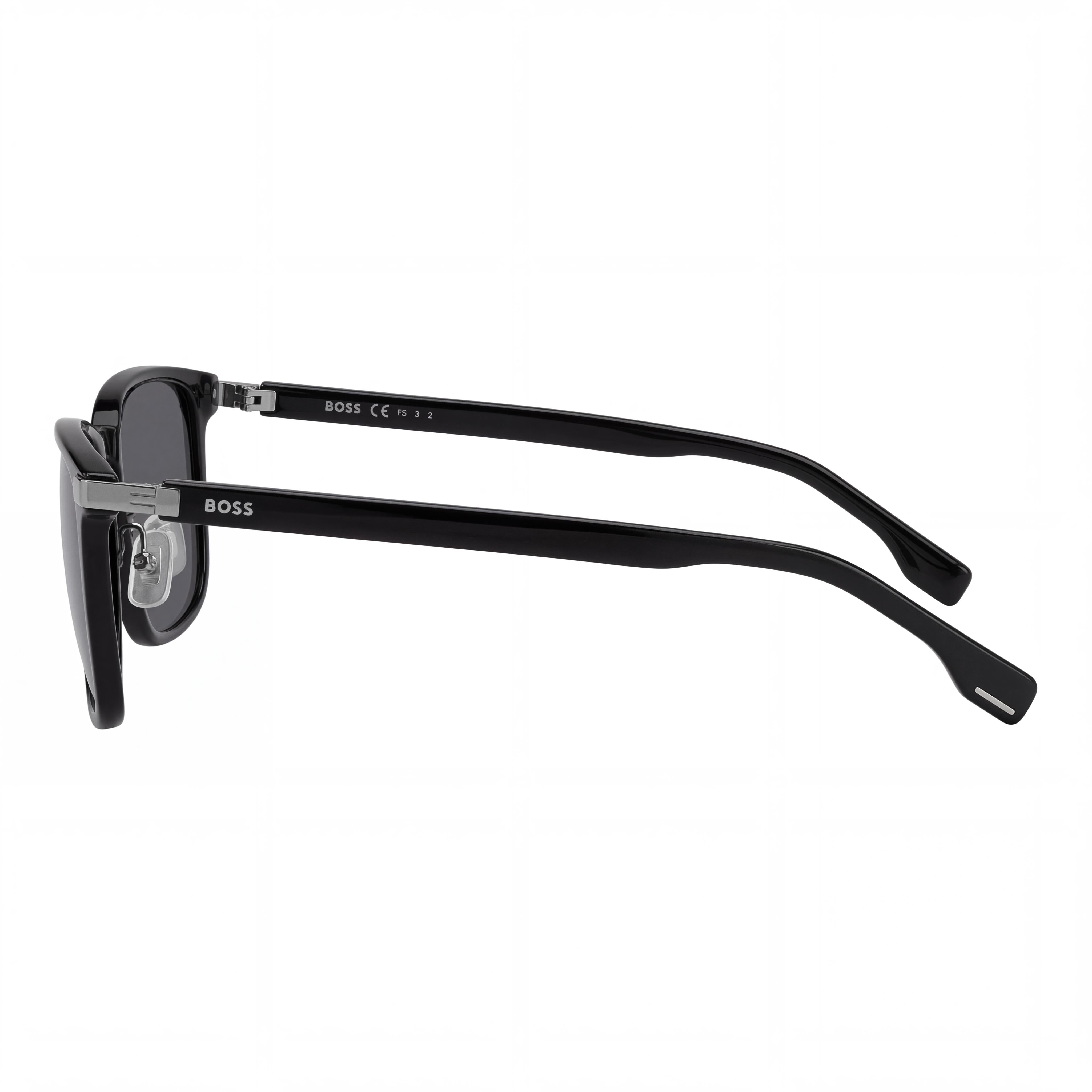 Hugo Boss RECTANGULAR / SQUARE Unisex Black Plastic Frame Grey UV Protected Lenses Sunglasses 57mm, Photo 3