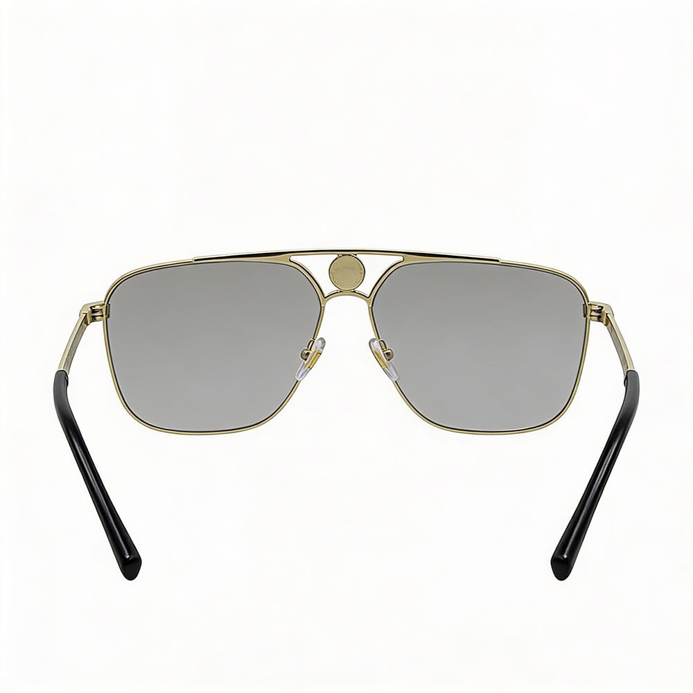 Gafas de sol Versace VE2238 Pilot Metal, protección UV, oro pálido, espejo plata gris claro, unisex, 61mm