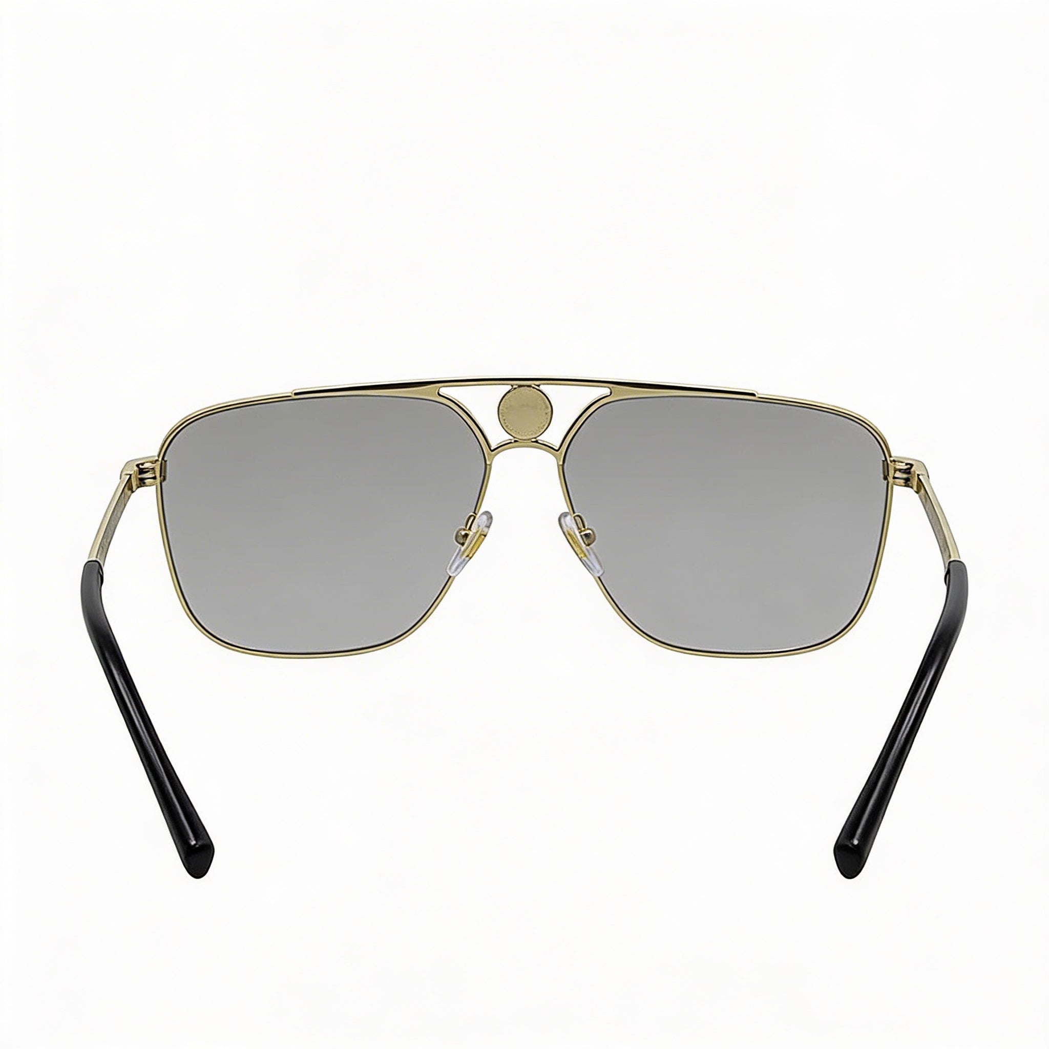 Versace VE2238 Pilot Metal UV Protected Sunglasses, Pale Gold, Light Grey Silver Mirror, Unisex, 61mm, Photo 3
