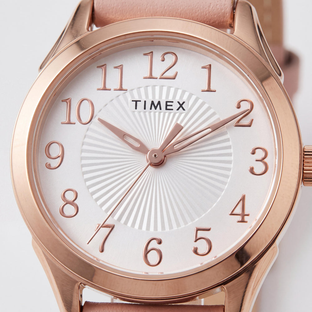 Timex TW2U681009J Women's Classic 28mm Two-tone Croco Brown Leather Strap Watch with Arabic Numerals