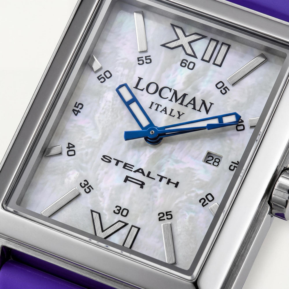 Reloj de cuarzo Locman para hombre, caja de acero inoxidable blanco, resistente al agua.