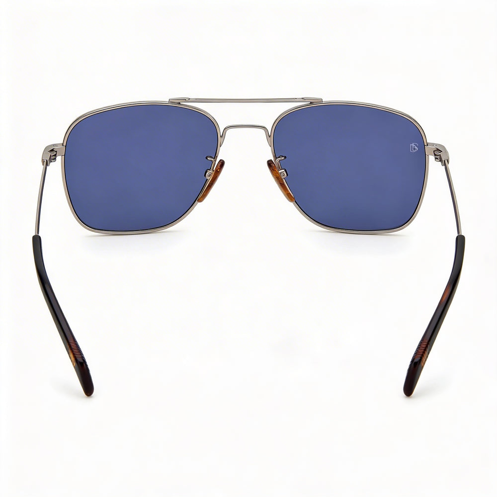 Gafas de sol unisex David Beckham Db 7019/S Navigator con montura de metal rutenio, lentes azules de 55 mm y protección UV
