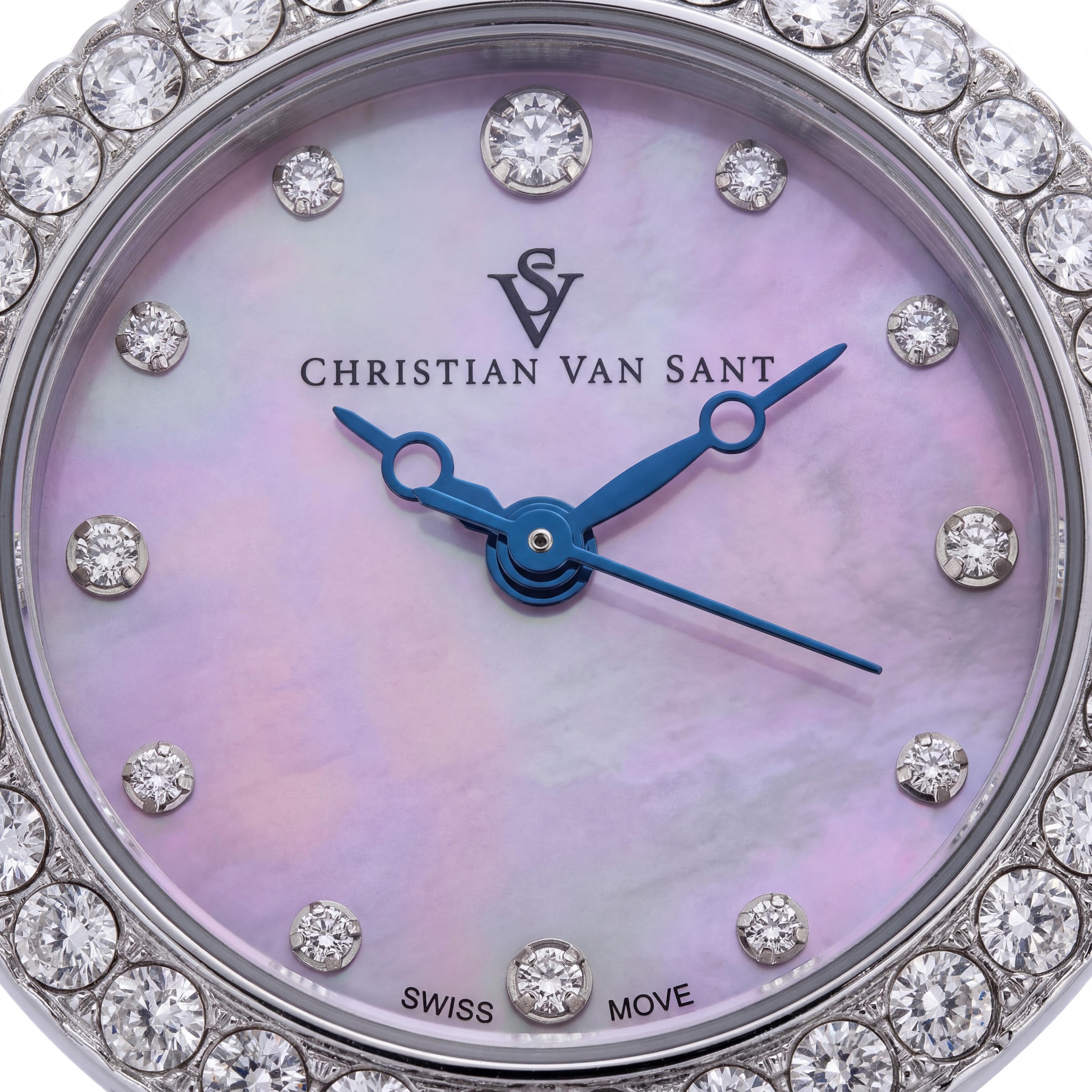 Reloj Christian Van Sant CV2951 de acero inoxidable plateado para mujer con esfera rosa, movimiento de cuarzo, resistente al agua hasta 3 ATM, Photo 2