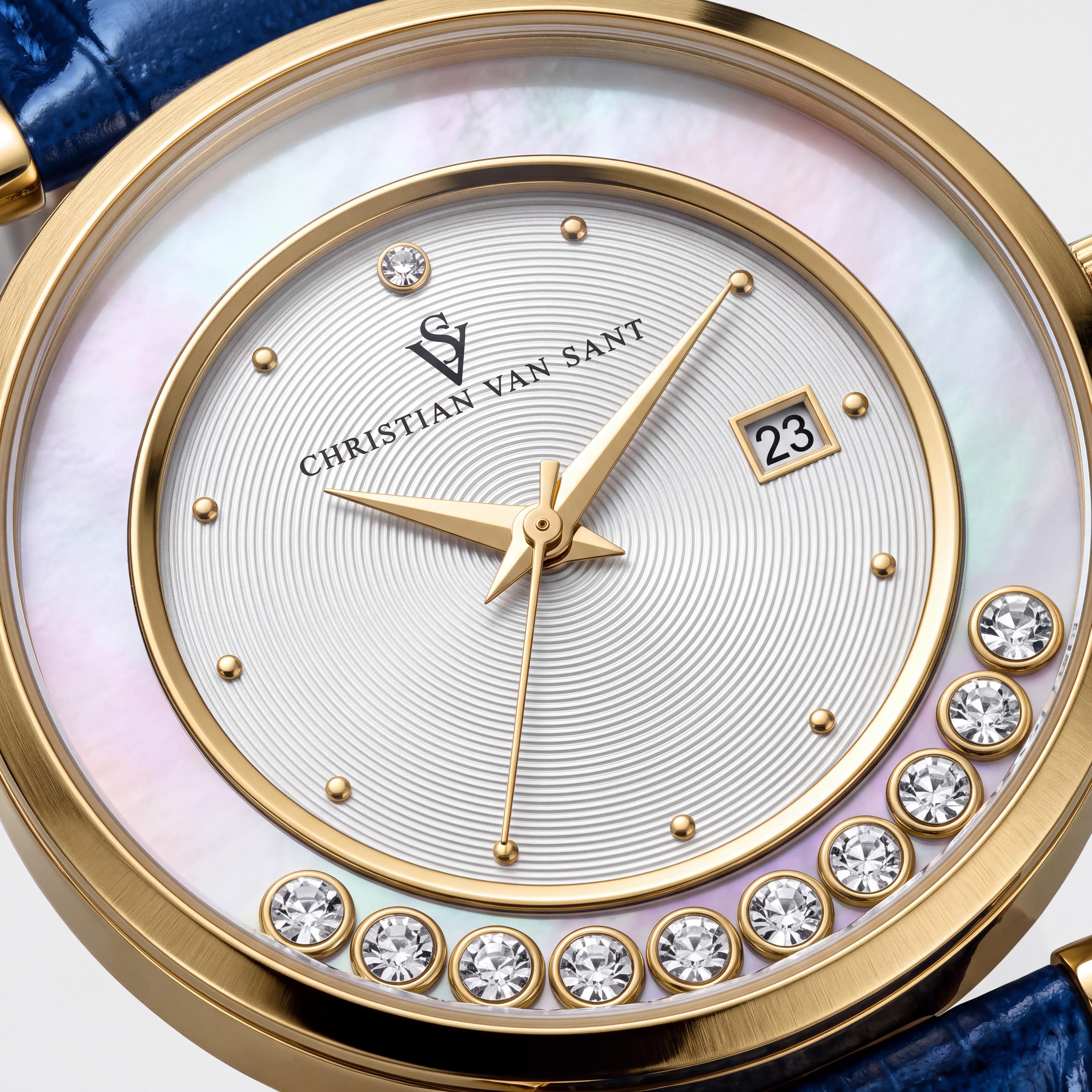 Christian Van Sant CV3813 Modern Women's Watch with Silver Stainless Steel Case and Leather Strap, Water Resistant Quartz Movement, Photo 2