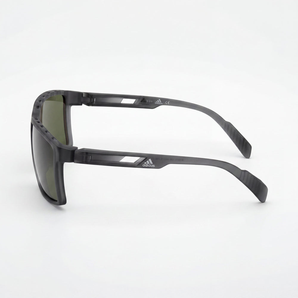 adidas Men's Injected Sun Glasses, Grey Green Plastic Frame, Green Lenses, UV Protection, 63mm