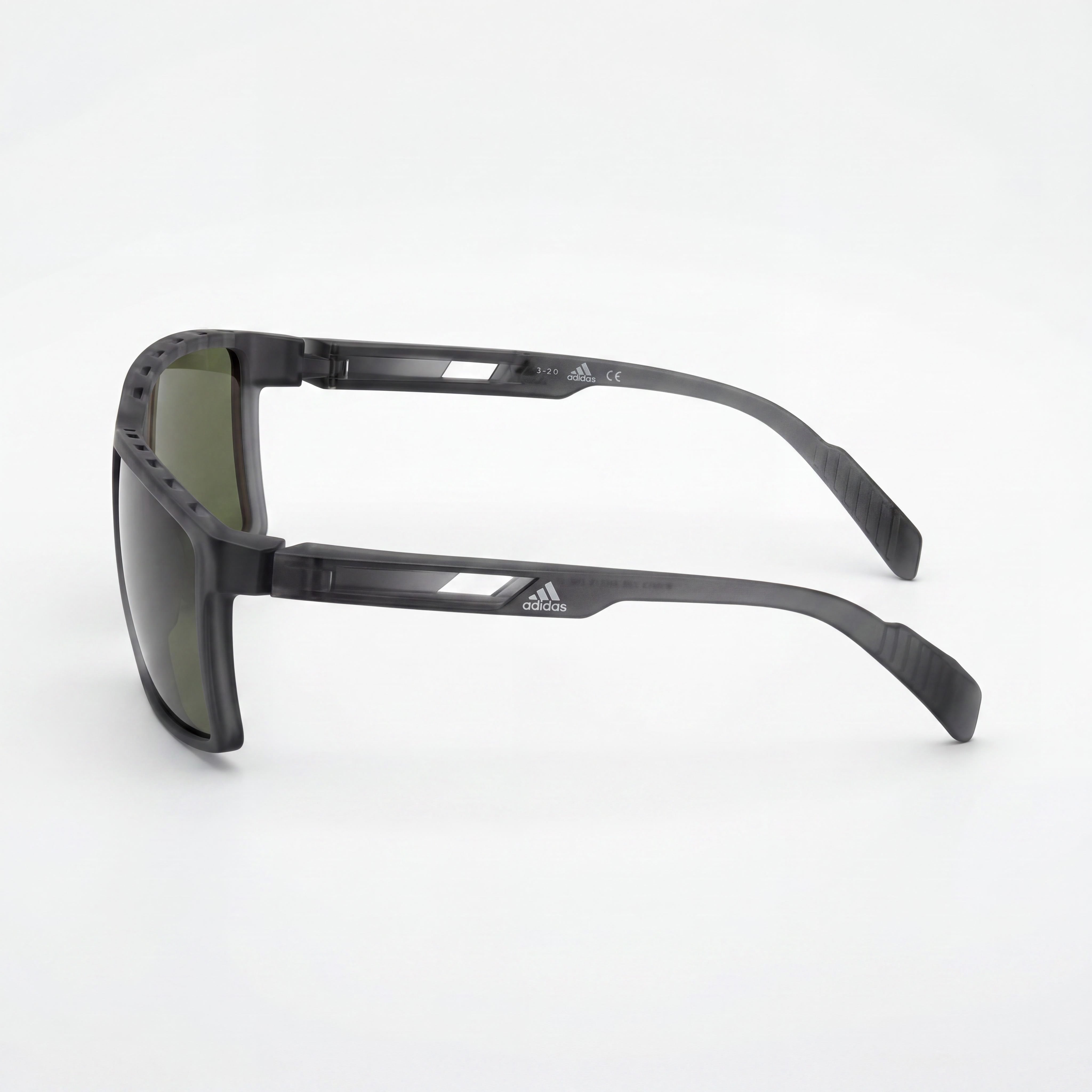 Gafas de sol adidas inyectadas para hombre, montura de plástico gris verdoso, lentes verdes, protección UV, 63 mm, Photo 3