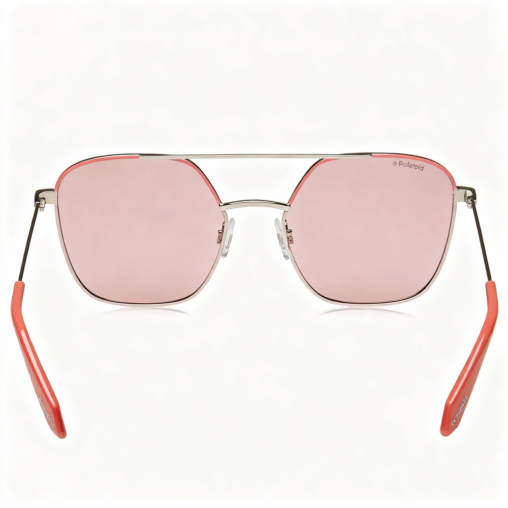 Polaroid PLD 6058/S Classic Women's Pink Metal Frame Square Pink Polarized Lens Sunglasses 56mm