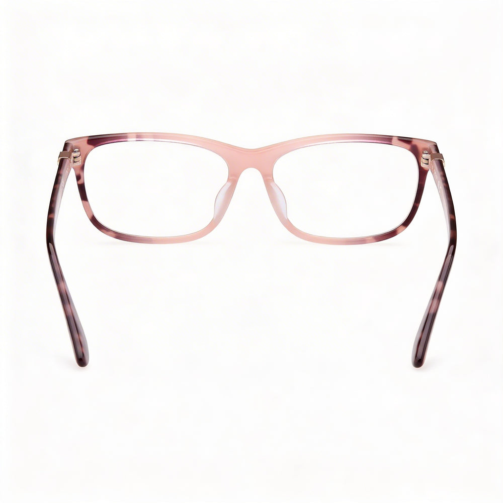 Monturas de gafas graduadas GUESS para hombre en color rosa con lentes transparentes de demostración. Lentes graduadas listas para reemplazo con lentes personalizadas.