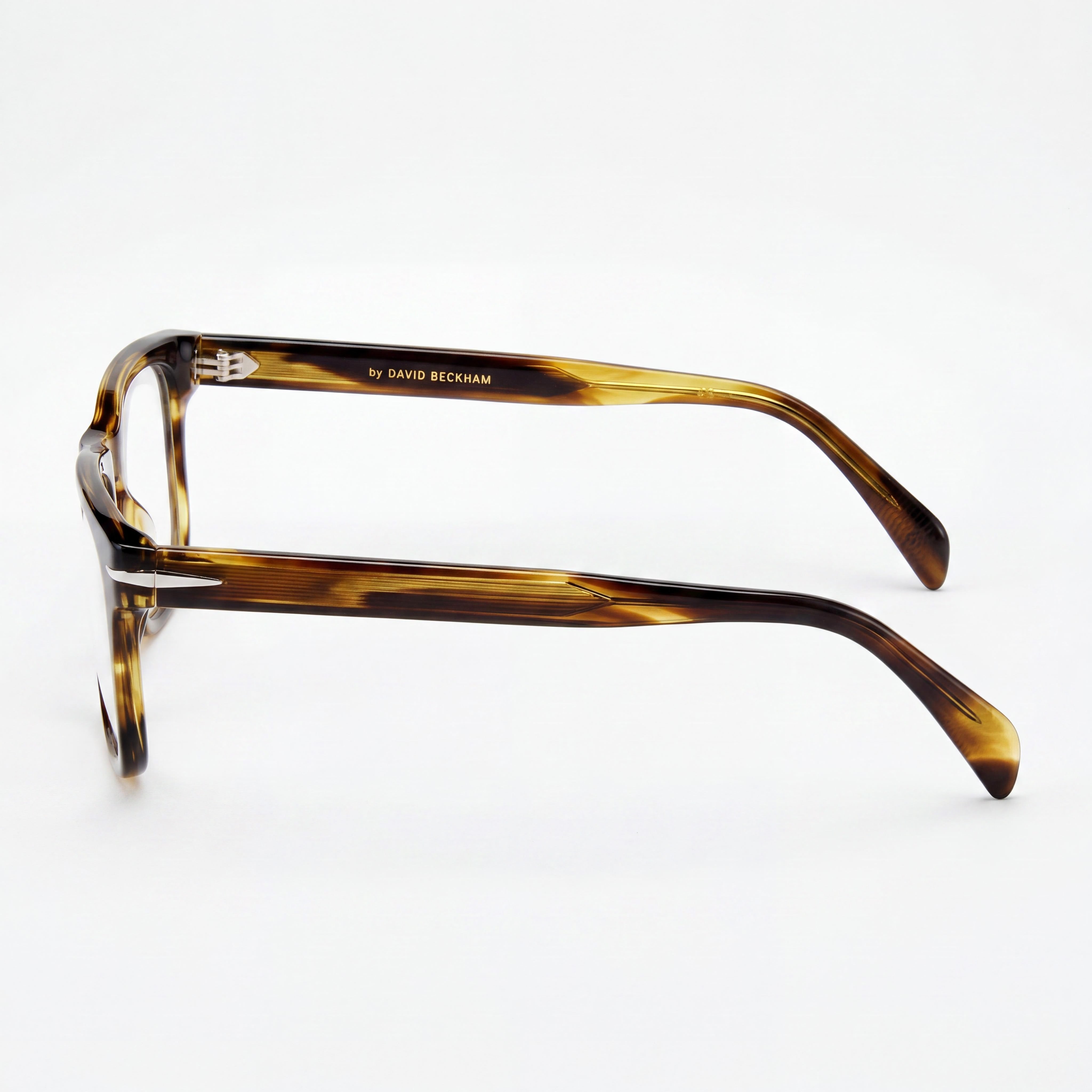 David Beckham Db 7085 Men's Striped Olive Acetate Eyeglasses with Clear Demo Lenses, Prescription Ready 52mm, Photo 3