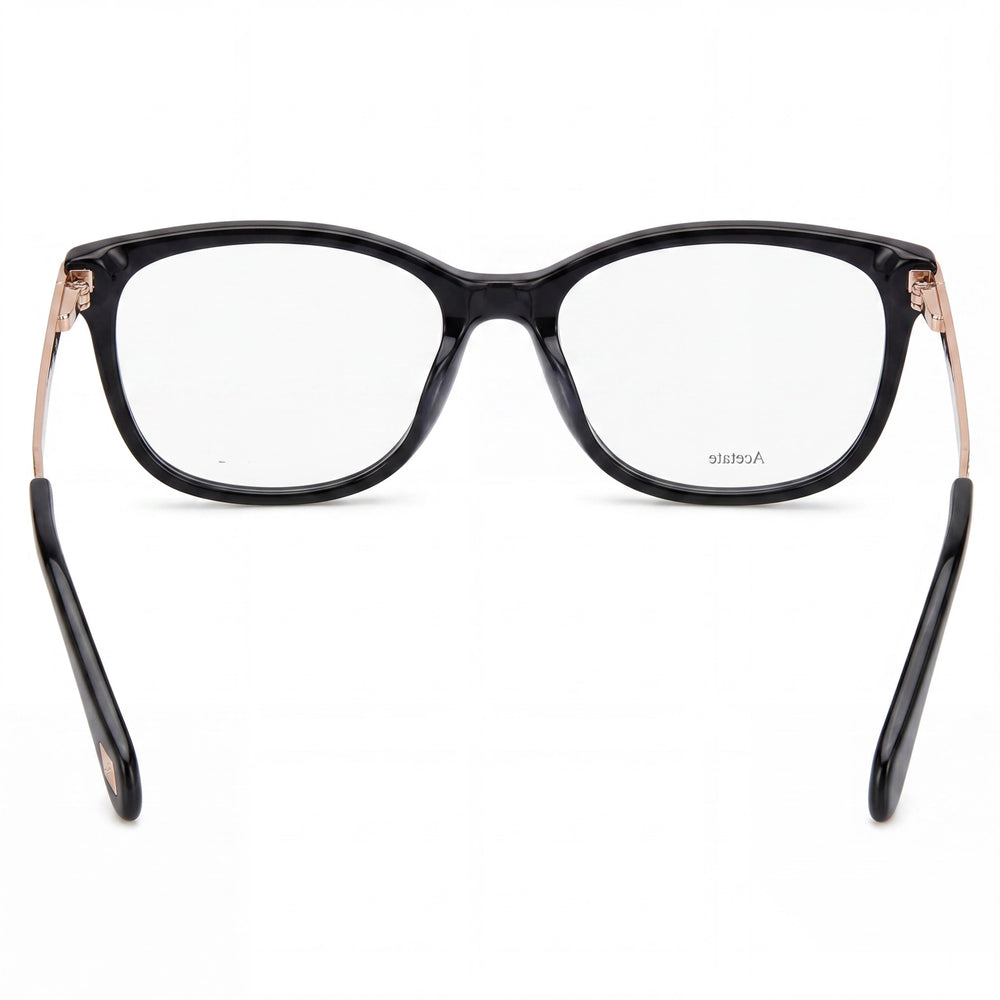 Fossil Modern Women's Black Acetate Eyeglasses with Clear Demo Lenses, Prescription Ready 53-16-140