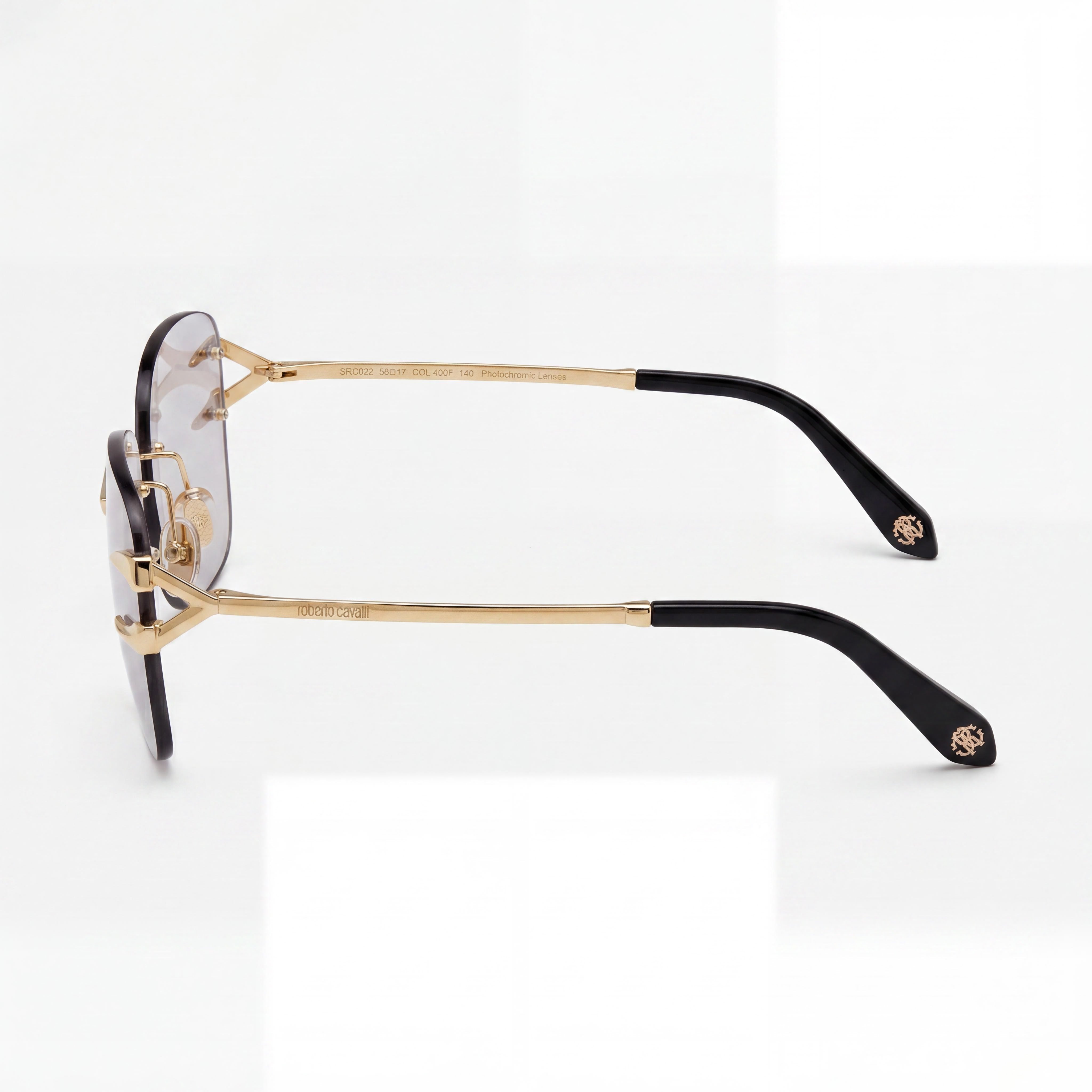 Roberto Cavalli Gafas de Sol Casuales Unisex de Metal-Acetato Oro Rosa Brillante Degradado Marrón Protección UV 59-15-135, Photo 3