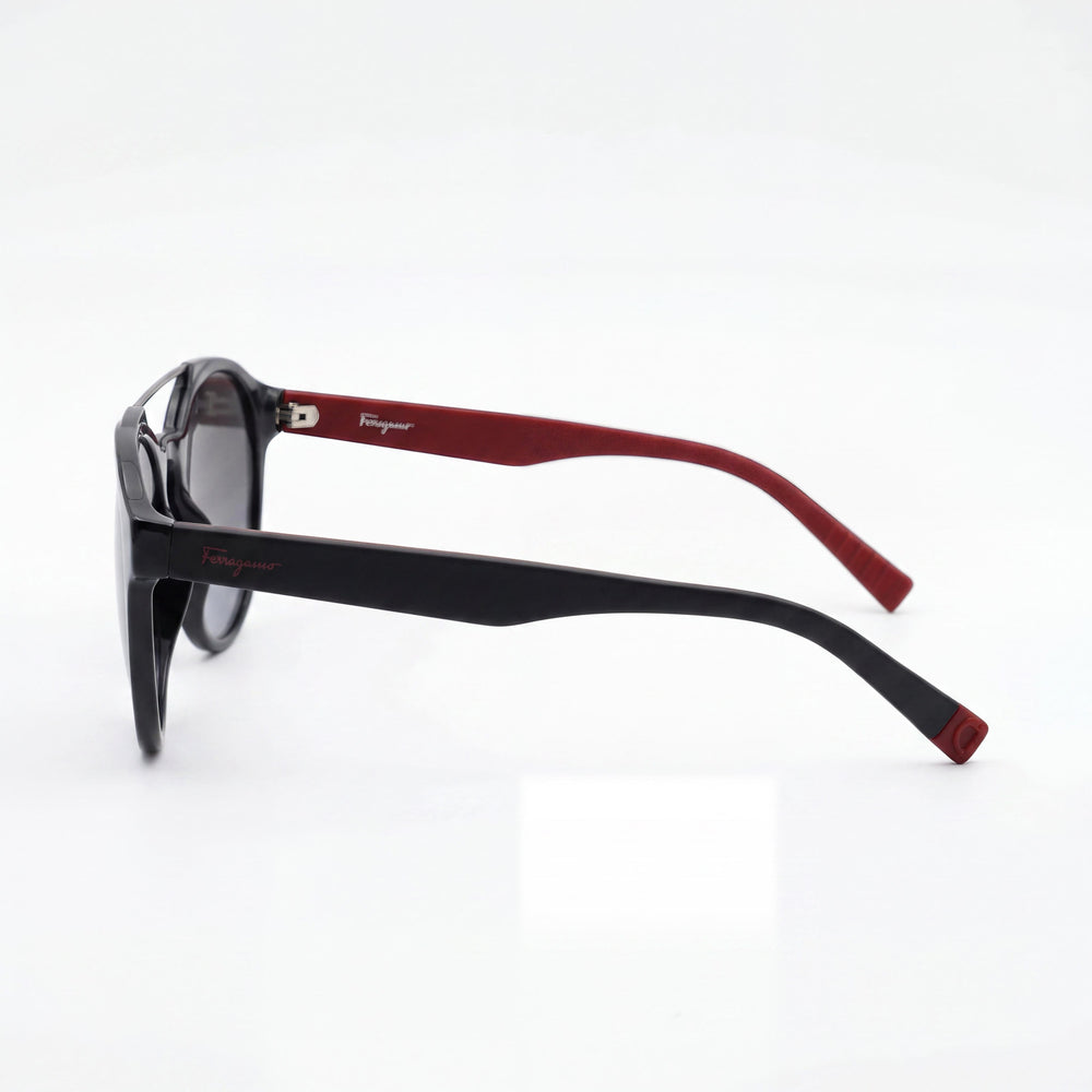 Gafas de aviador Salvatore Ferragamo unisex gris oscuro, montura de plástico rojo con lentes grises protección UV 53 mm ancho de lente