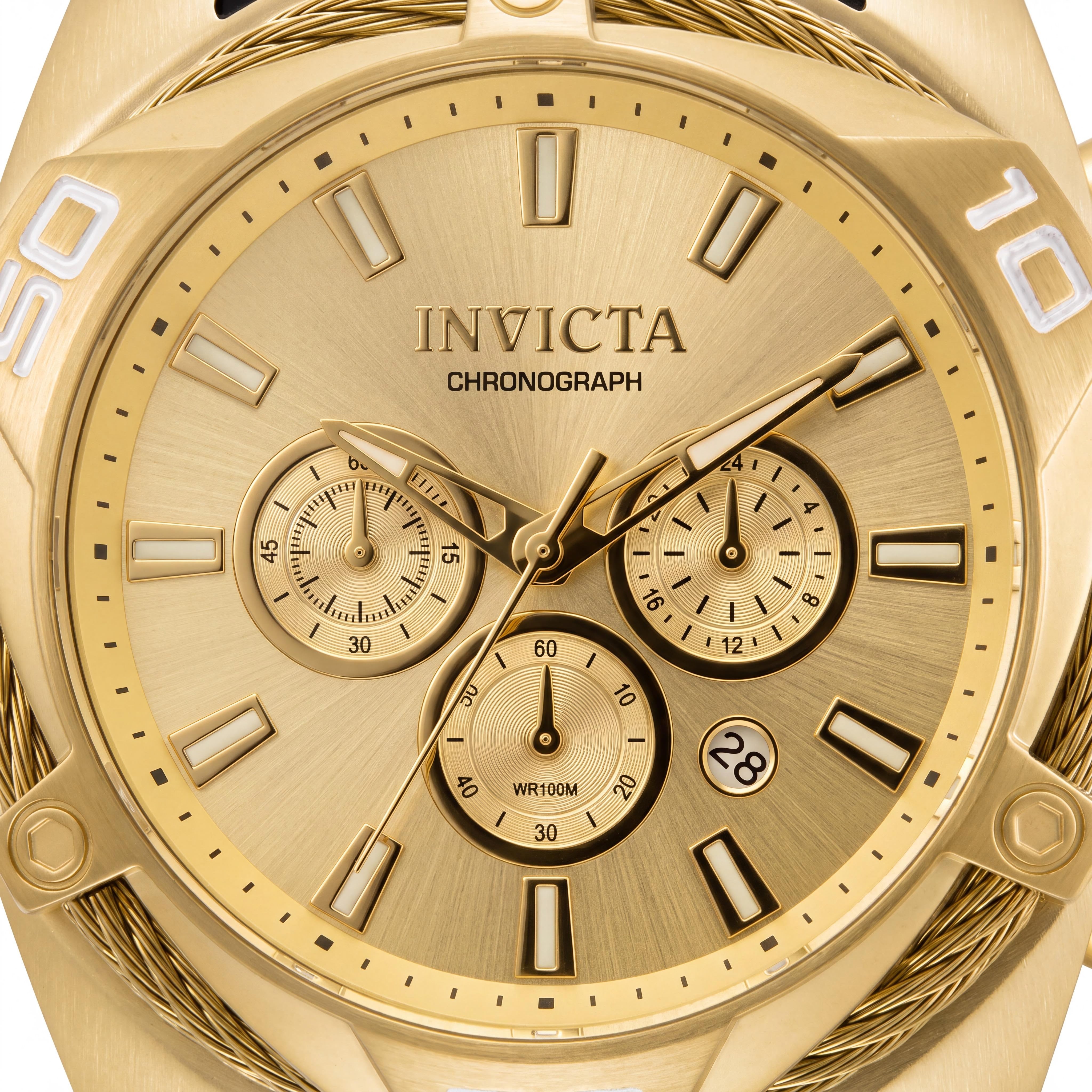 Invicta Bolt 34142 Men's Gold Case Silicone Strap Quartz Chronograph Water Resistant Watch 50mm, Photo 2