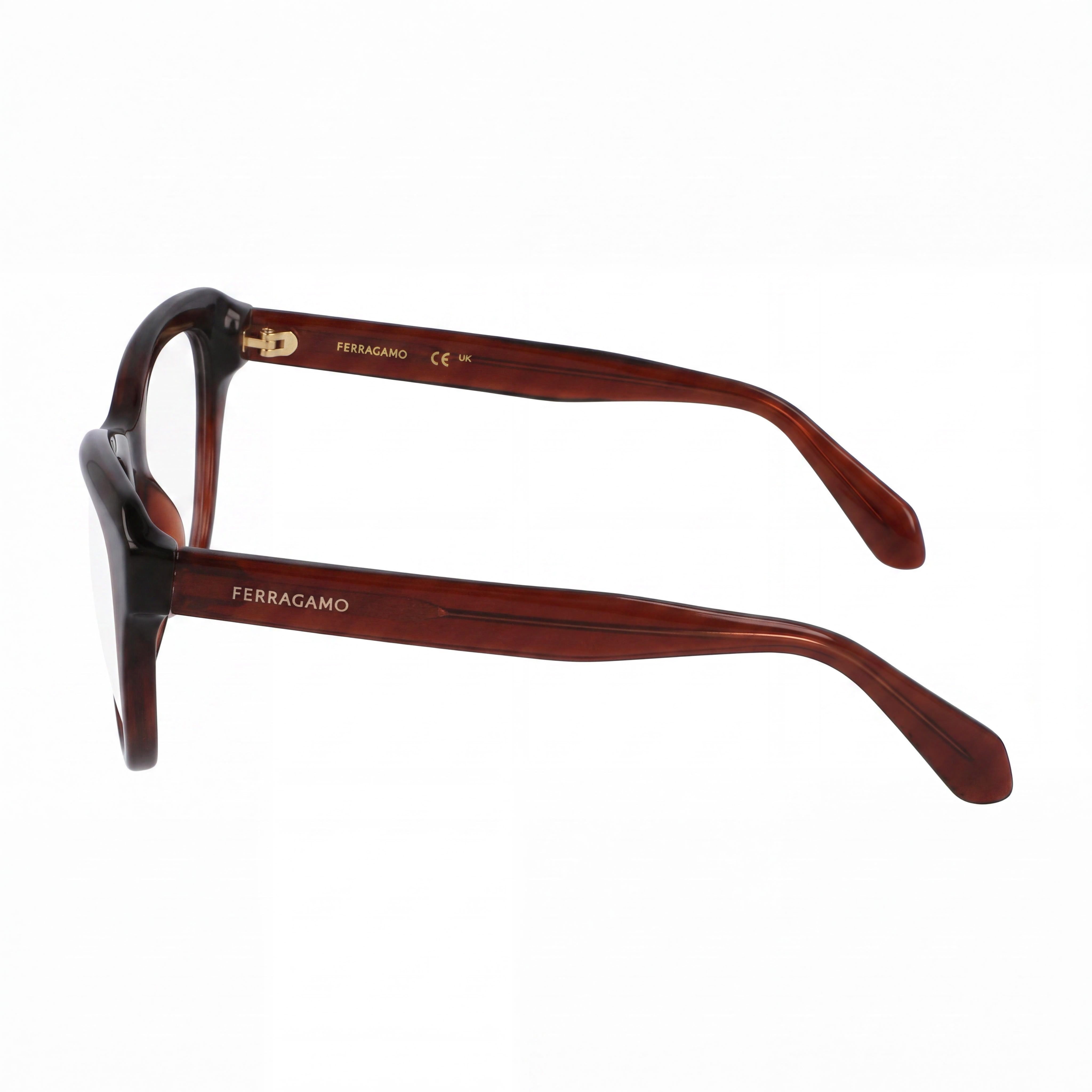 Gafas de sol Ferragamo SF2989E para hombre, montura metálica marrón transparente, lentes de policarbonato transparente, 51 mm, Photo 2