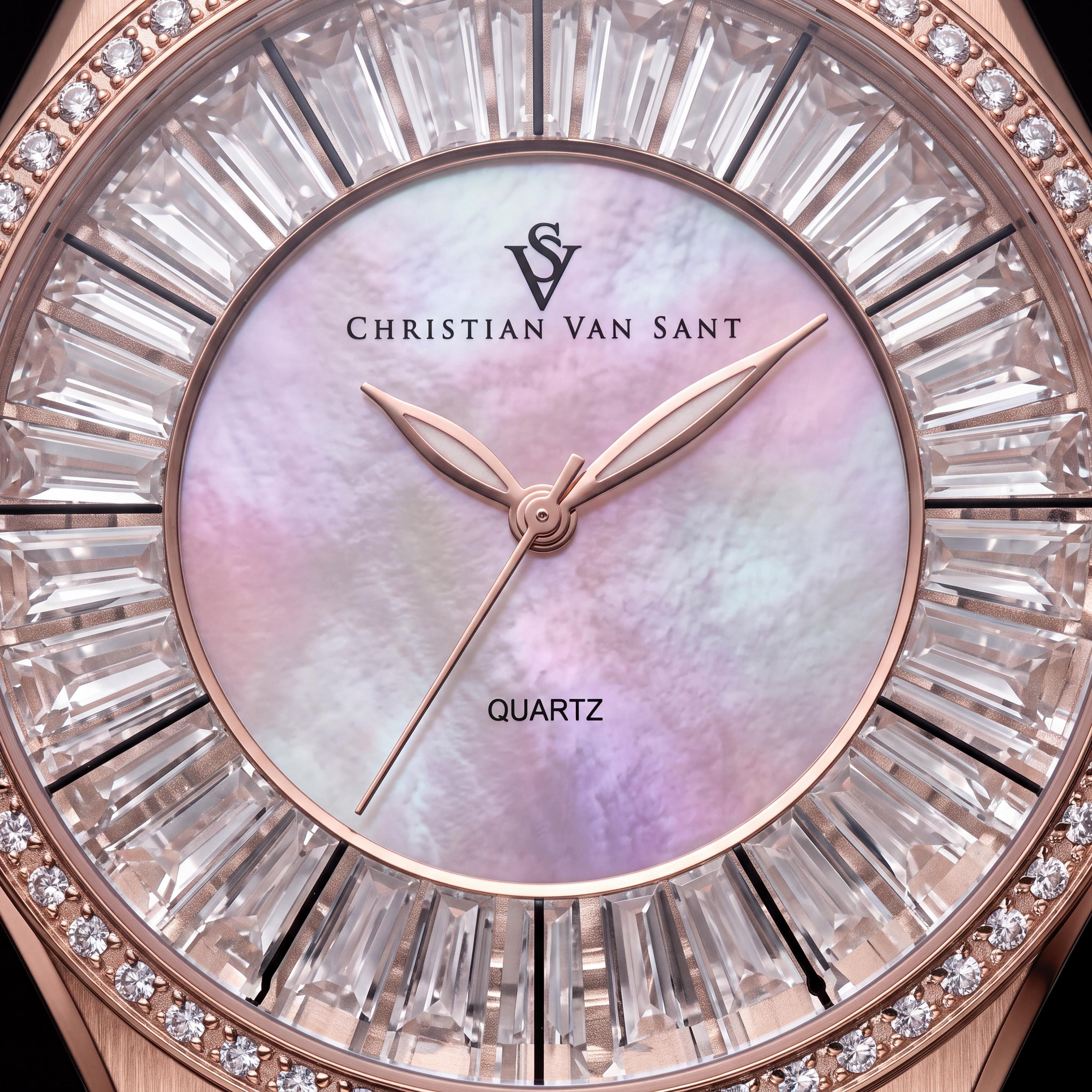Christian Van Sant CV3205 Modern Women's Stainless Steel Case Leather Strap Mother of Pearl Dial Water Resistant Watch, Photo 2
