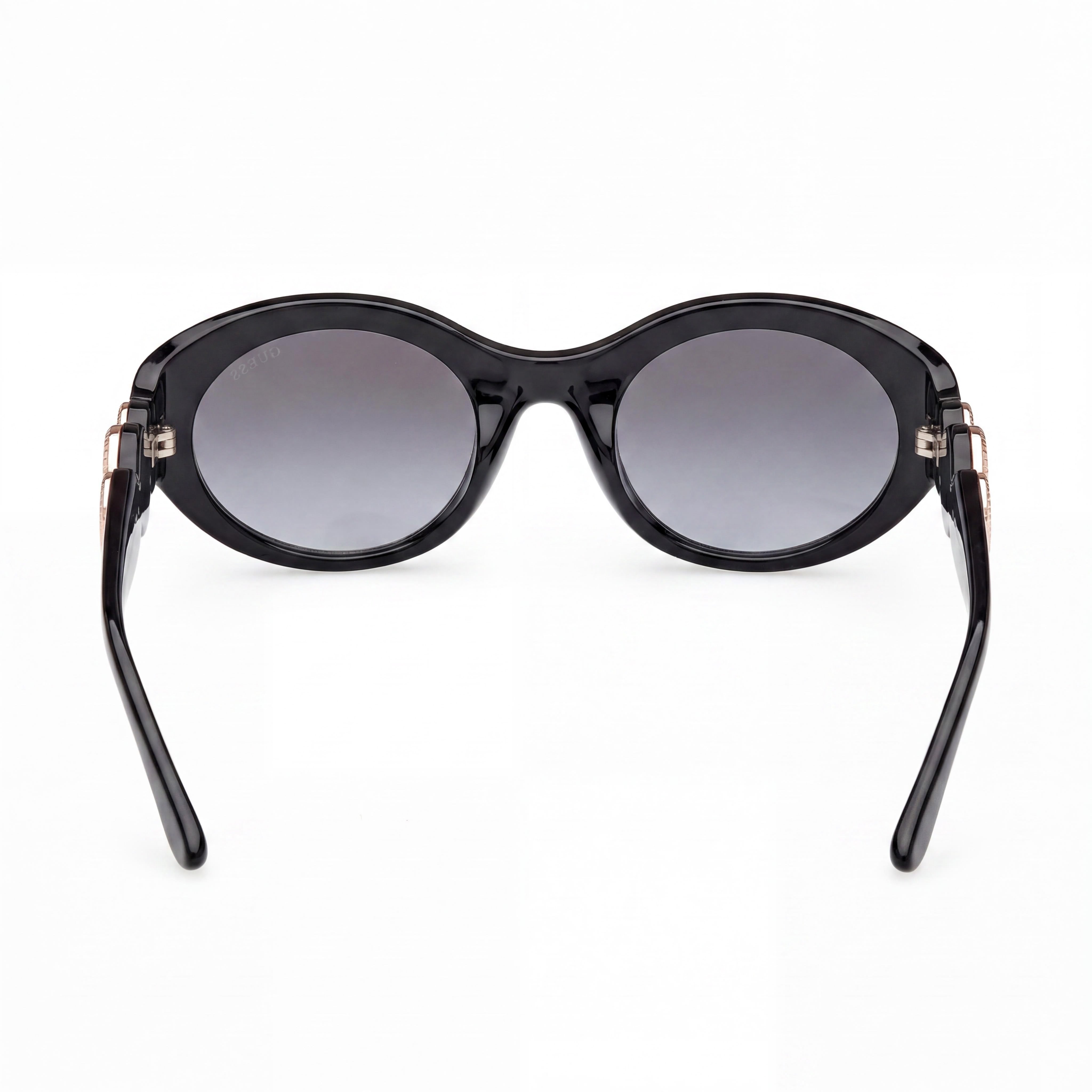 Gafas de sol GUESS para mujer, contemporáneas, de plástico negro brillante, montura ovalada, lentes ahumadas degradadas, 53 mm, Photo 3