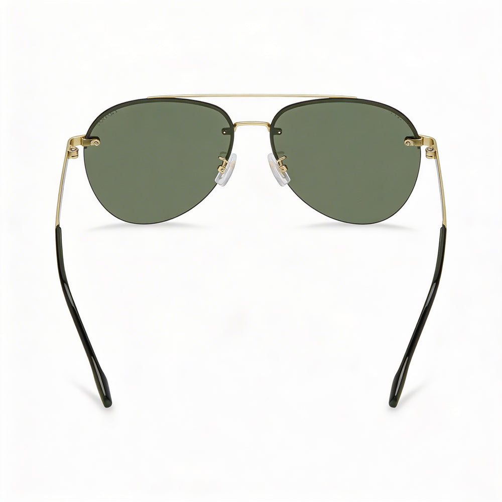 Gafas de sol HUGO BOSS para mujer con montura metálica moderna, lentes de policarbonato dorado mate con protección UV, ancho de la lente 62 mm