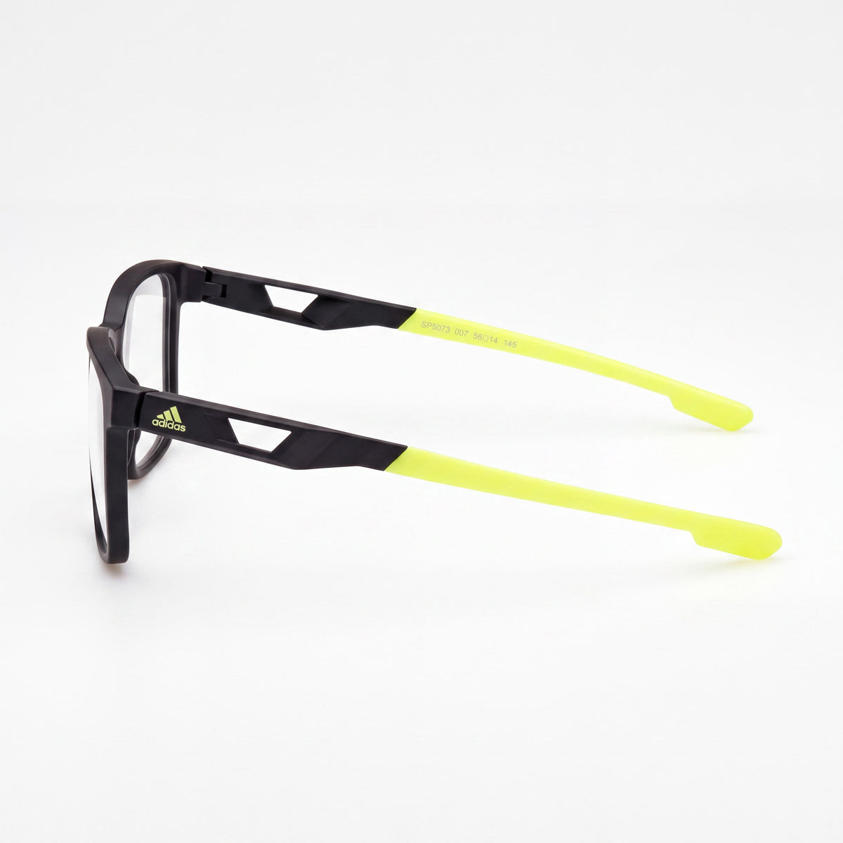 Gafas redondas deportivas adidas para hombre, montura de plástico negro mate, lentes transparentes, tamaño 55-14-145, Photo 3