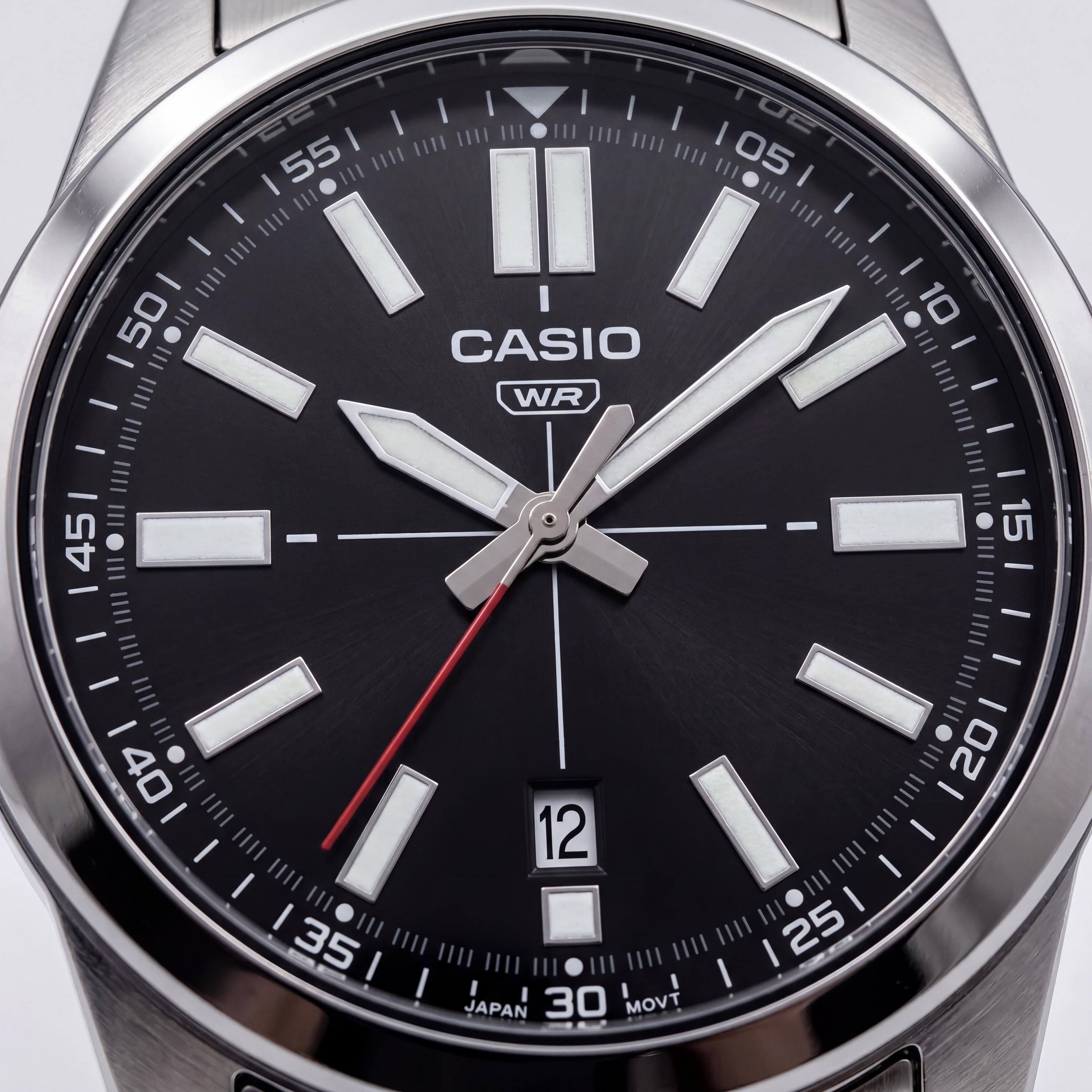 Casio MTP-VD02B-1EUDF Men's Stainless Steel Analog Quartz Alarm Chronograph, Black, Silver-Tone, Photo 2