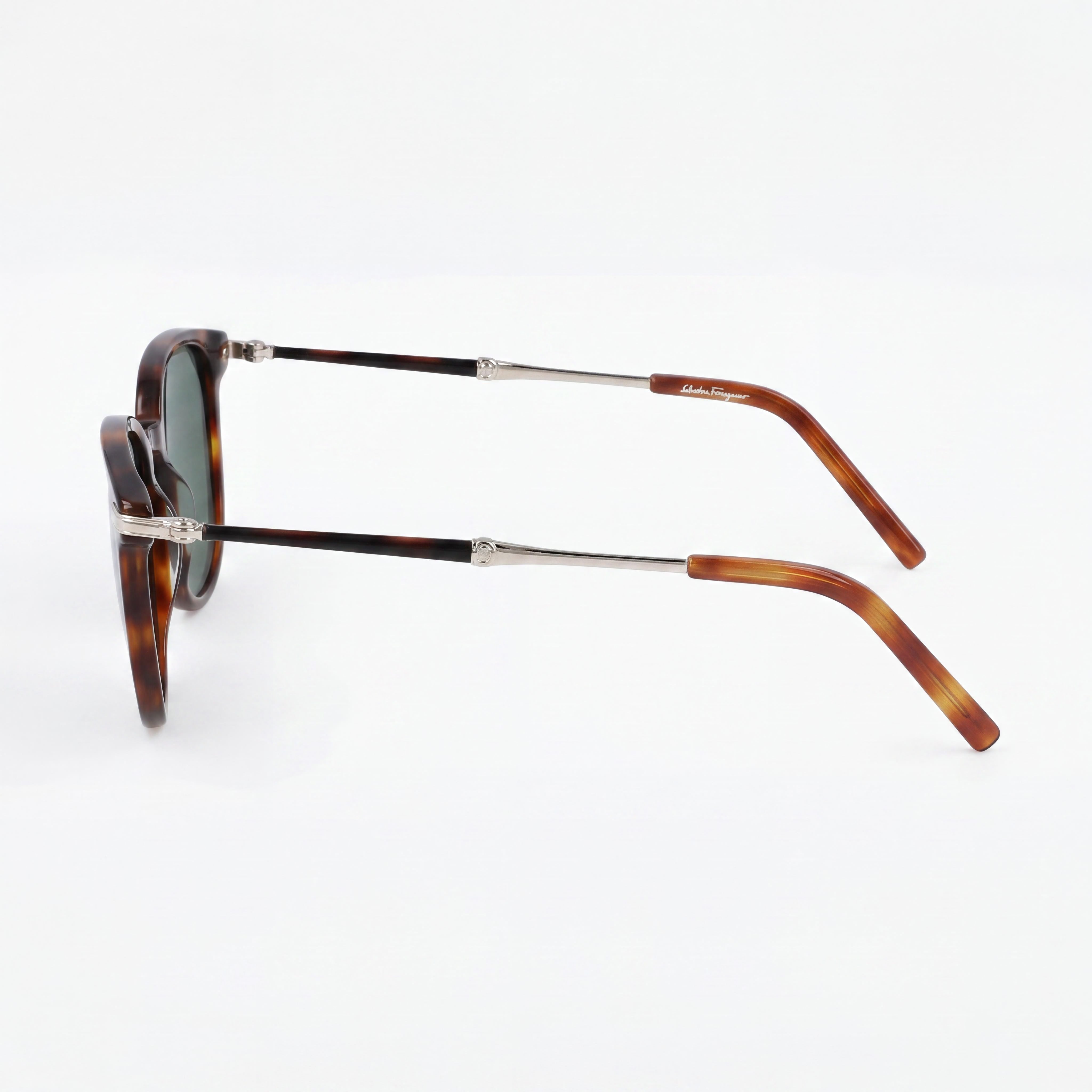 Salvatore Ferragamo Gafas de Sol Unisex Cuadradas de Acetato Tortoiseshell SF 1015S con Lentes Verdes Protección UV 52mm, Photo 3