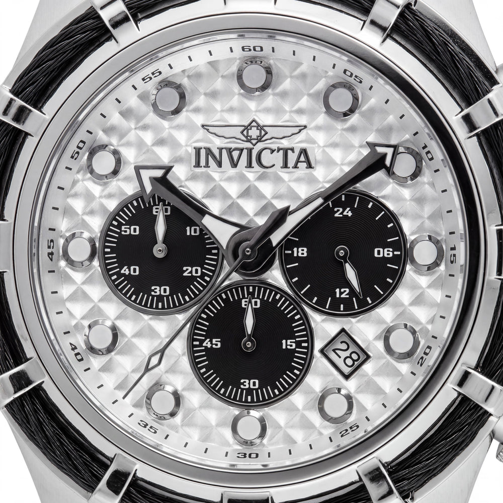 Invicta Bolt 49163 Reloj de cuarzo cronógrafo unisex, caja de acero inoxidable, esfera plateada, 50mm