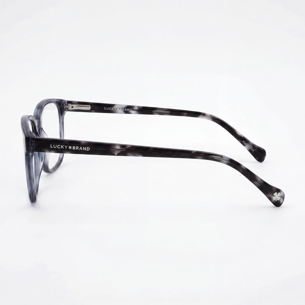 Gafas Lucky Brand D411 para hombre, armazón cuadrado completo de plástico gris tortuga azul, listas para receta, con micas de demostración transparentes 53-19-140