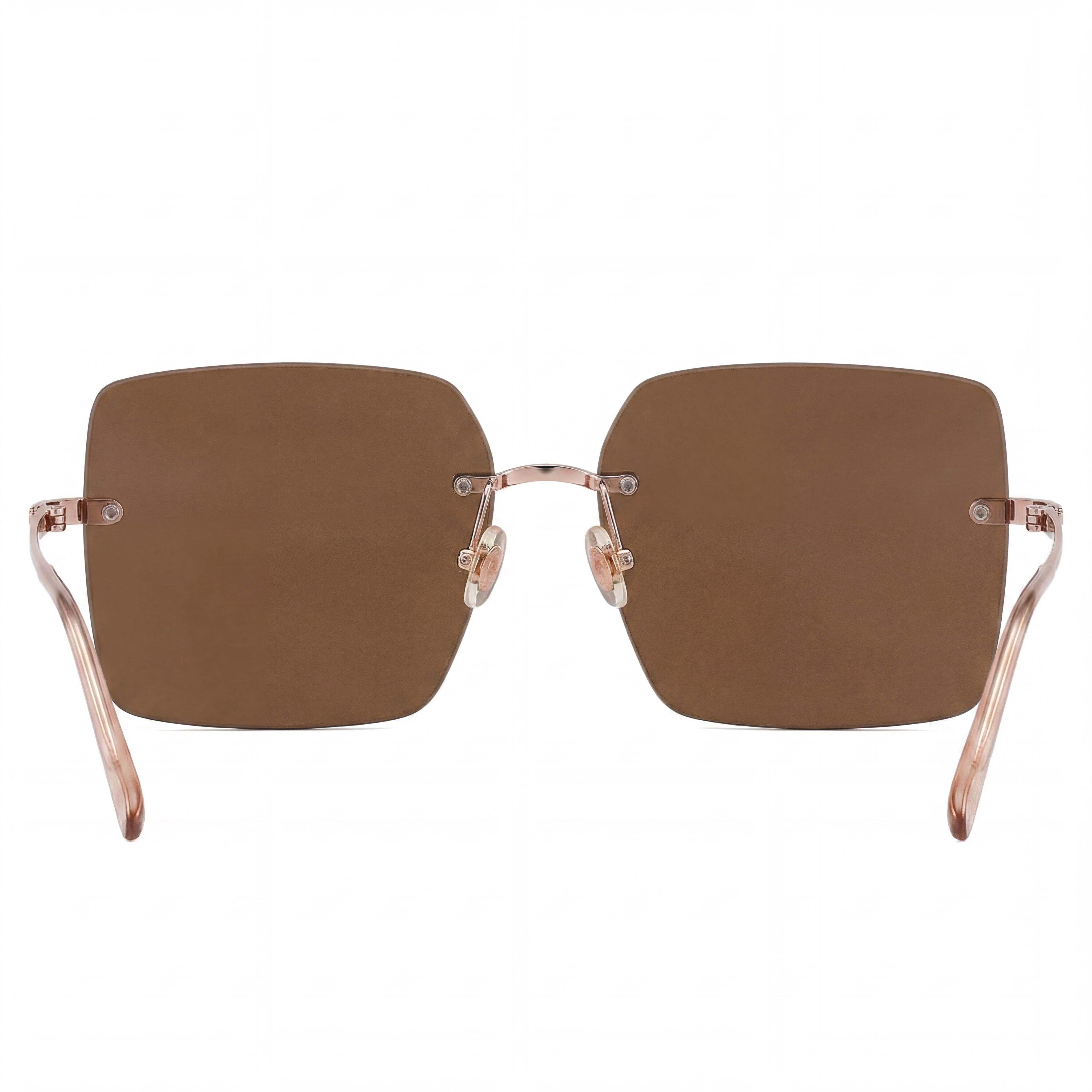 Salvatore Ferragamo SF311S Gafas de Sol Cuadradas de Metal con Protección UV para Mujer Oro Rosa/Marrón 60mm, Photo 4
