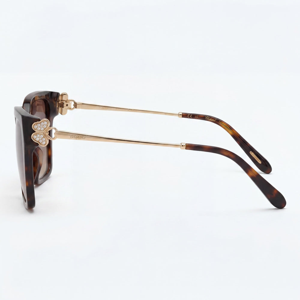 Chopard Sch371s Women's Classic Havana Cellulose Acetate Brown Gradient UV Protection Sunglasses 56mm