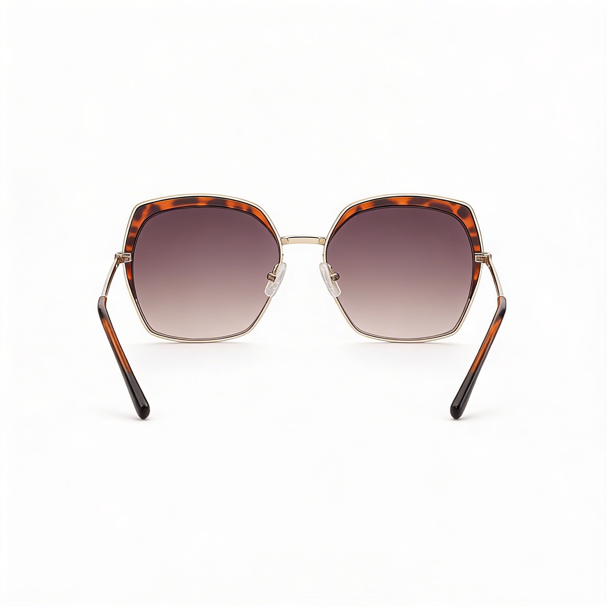 GUESS Gafas de sol retro para mujer con montura metálica en dorado pálido, lentes degradadas en marrón y 100% protección UV, 59 mm, Photo 3