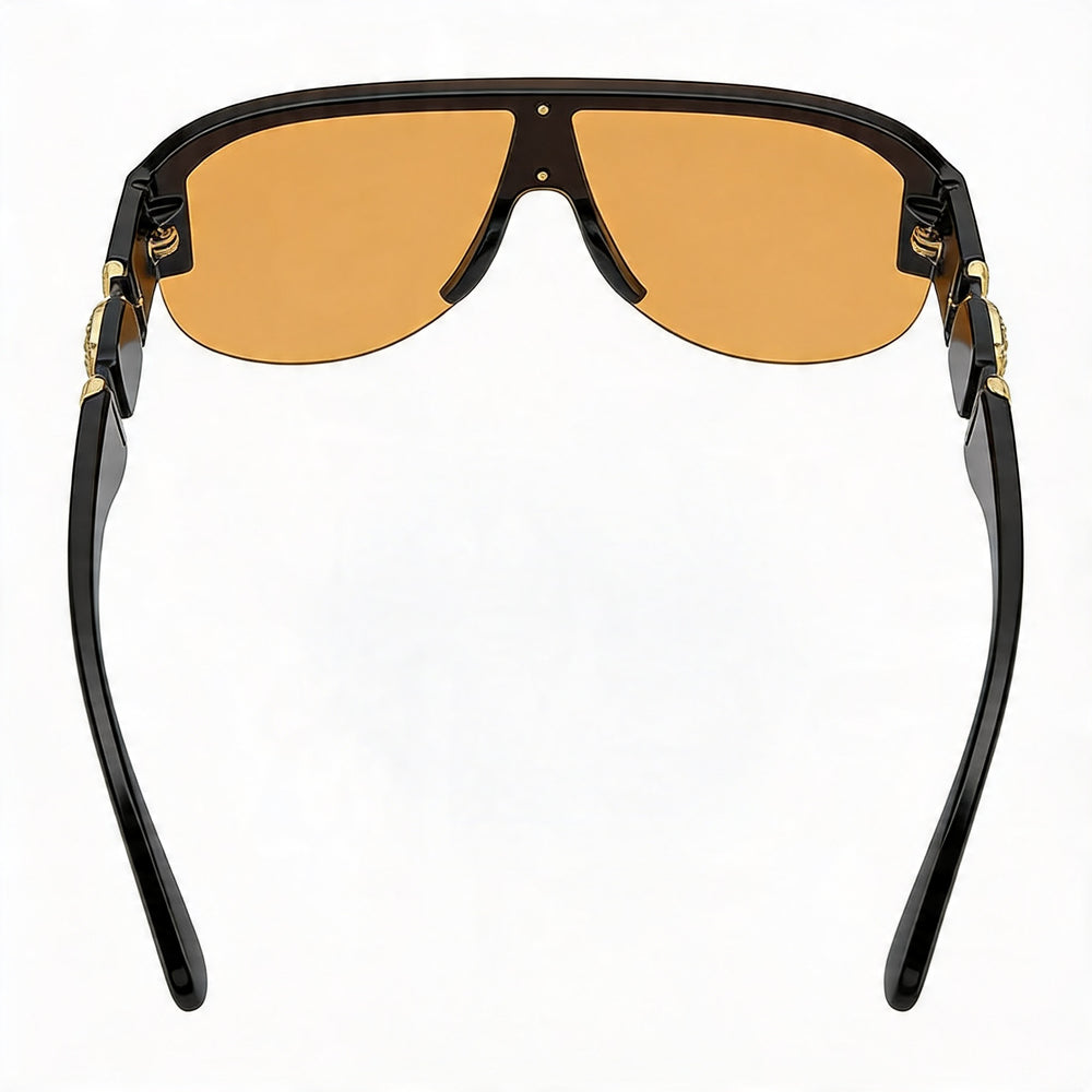 Versace Wayfarers Unisex Black Plastic Frame Sunglasses with Orange Lenses, UV Protected, 48mm