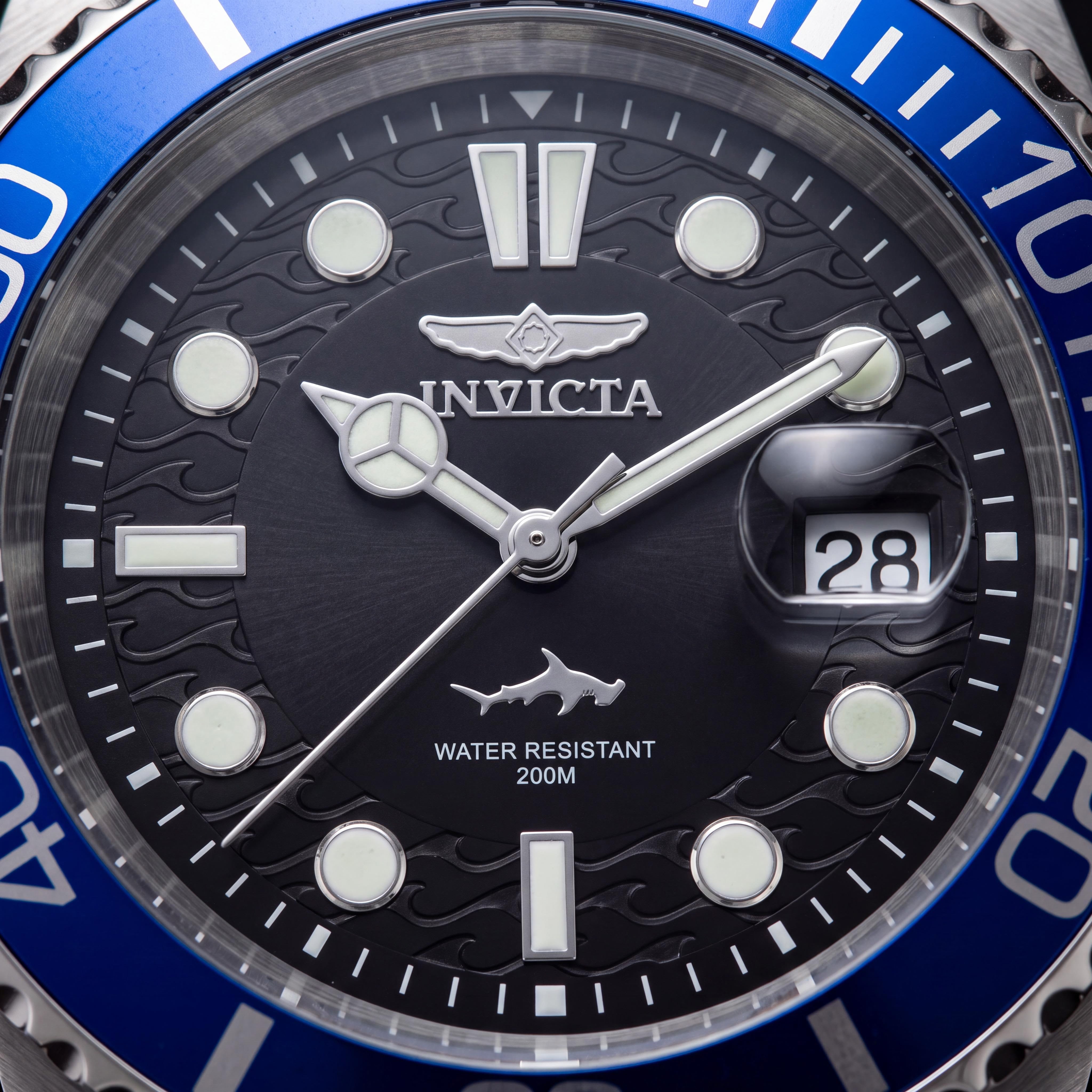 Reloj Invicta Pro Diver 50828 para hombre, acero inoxidable plateado, esfera negra, 42 mm, resistente al agua 200 M, Photo 2