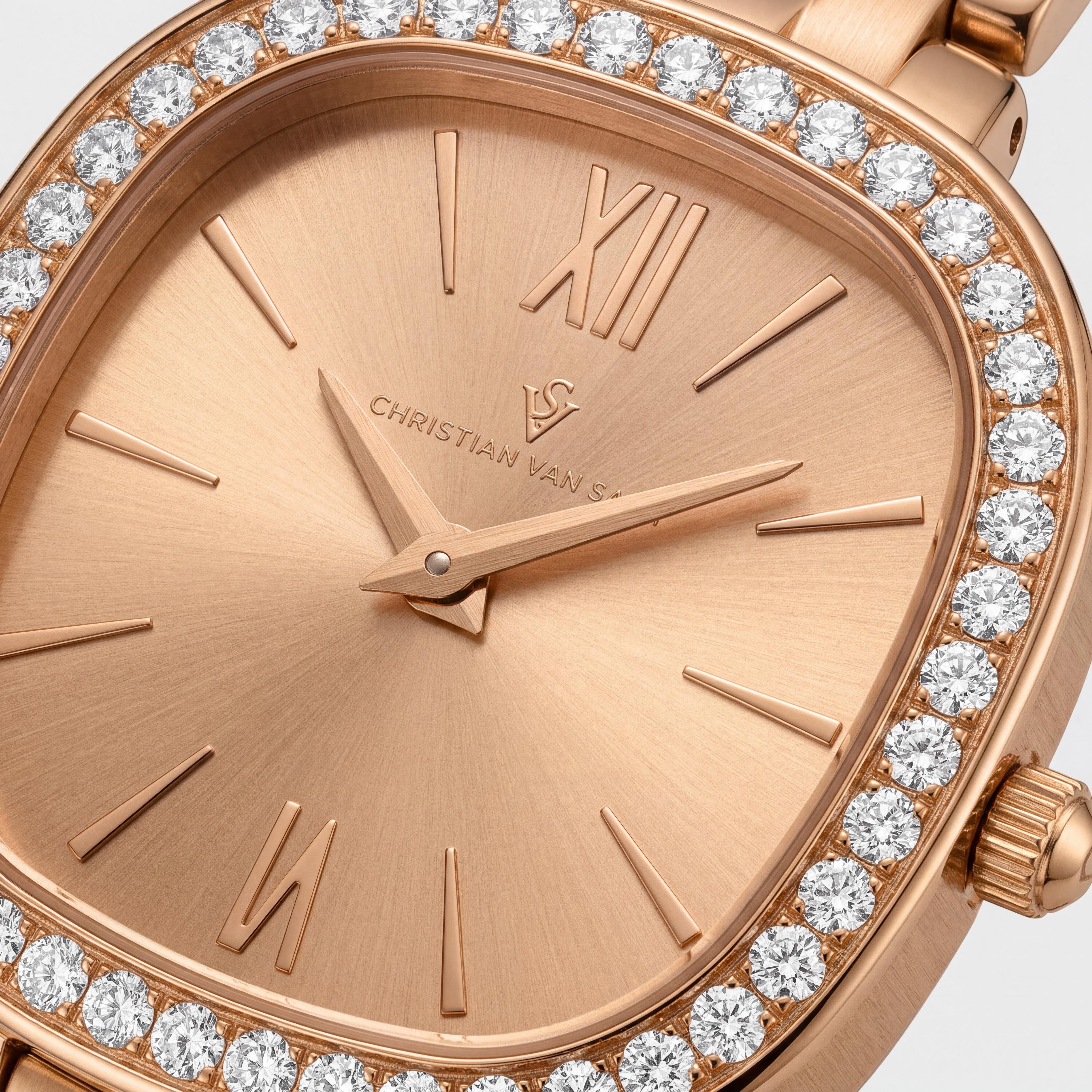Christian Van Sant CV1268 Women's Rose Gold Tone Stainless Steel Case, Bracelet, and Dial Quartz Watch, Photo 2
