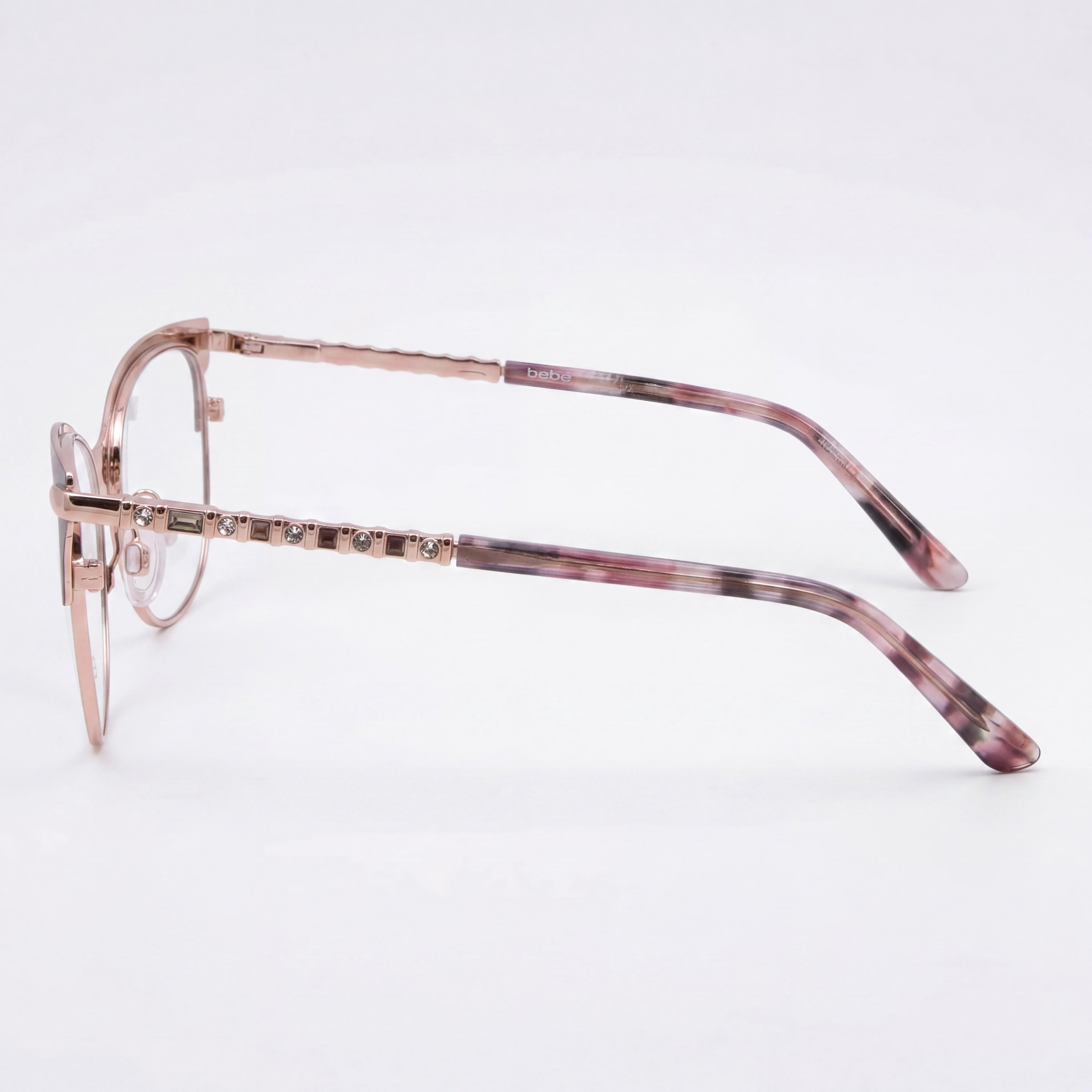 bebe Bb5224 Women's Full Rim Cat Eye Eyeglasses Frame with Pink Metal, Lens Width 52mm, Photo 2