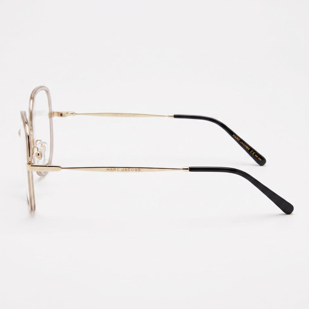 Marc Jacobs Modern Eyewear for Women, Beige Gold Alloy Steel Frame, Polycarbonate Lenses 53mm