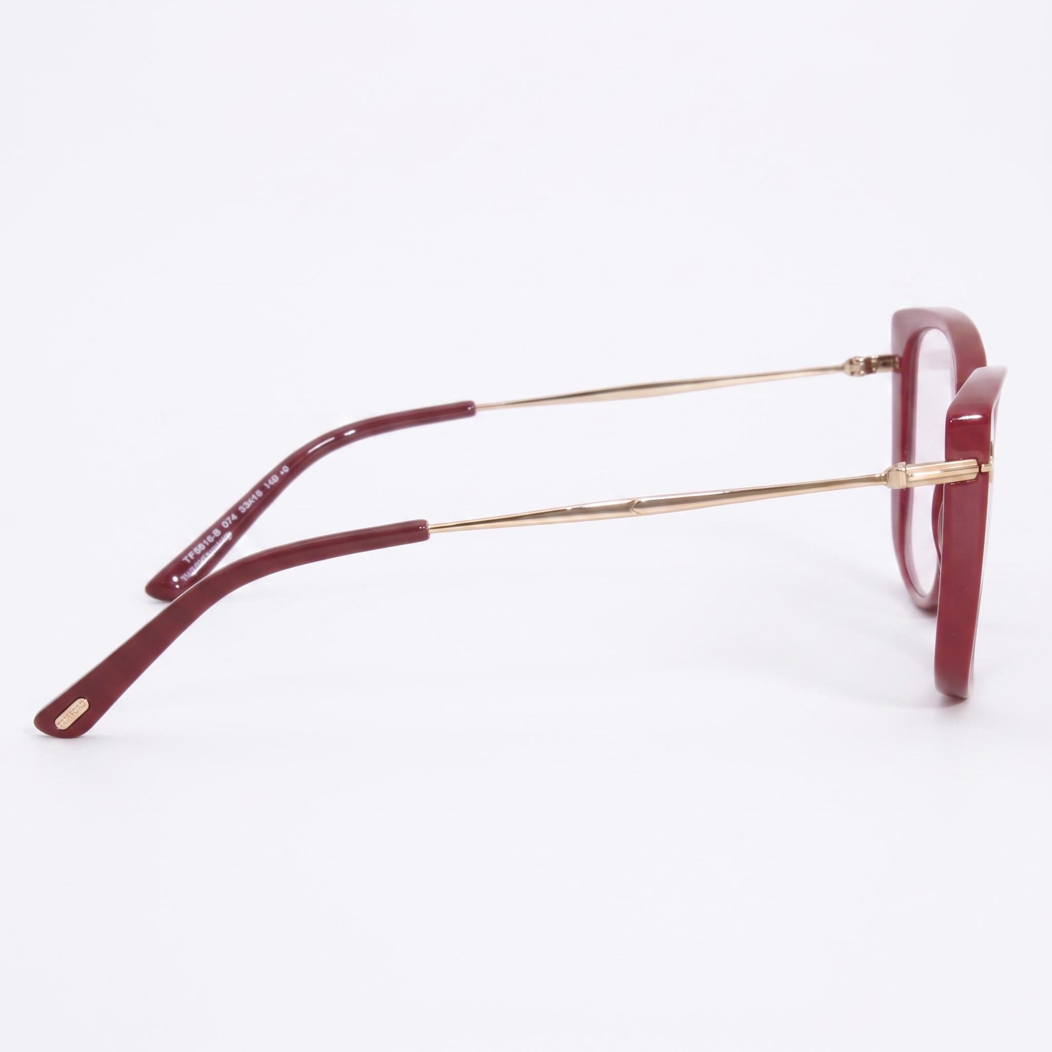 Tom Ford FT5816-B Women's Plastic Cat Eye Blue-Light Block Eyeglasses Shiny Fuchsia Rose Gold 53mm, Photo 3