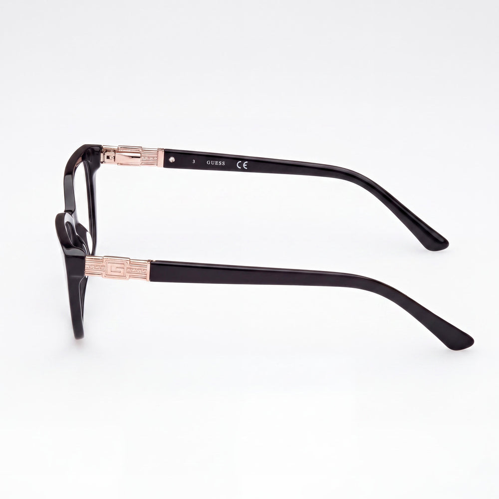 Gafas GUESS GU2941 de estilo informal para mujer con montura de plástico negro brillante, tamaño 51-15-140mm