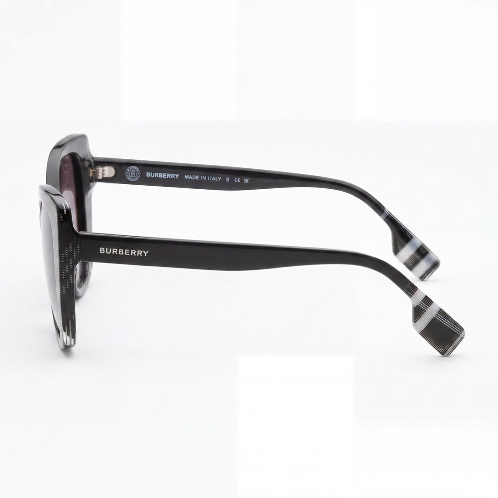 Burberry Meryl BE4393 Unisex Butterfly Sunglasses Black Check White Plastic Grey Gradient UV Protected 54mm