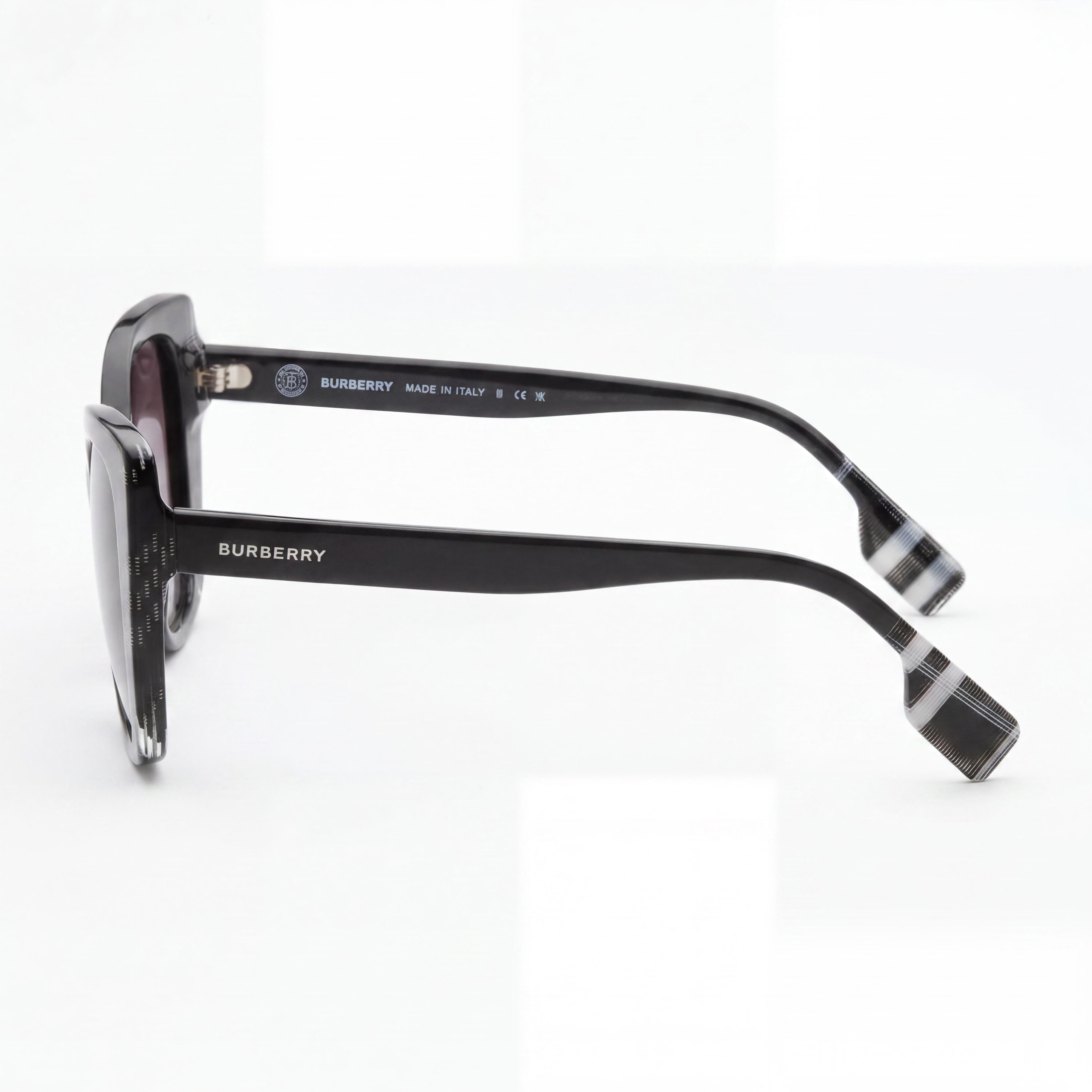 Burberry Meryl BE4393 Unisex Butterfly Sunglasses Black Check White Plastic Grey Gradient UV Protected 54mm, Photo 3