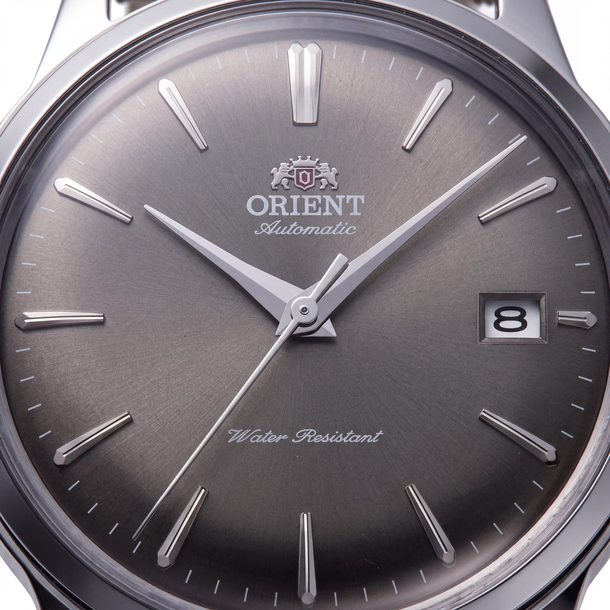 Orient Classic Men's Mechanical Automatic Watch Iron Grey Dial Steel Case Pale Brown Leather Strap Water Resistant 38mm, Photo 2