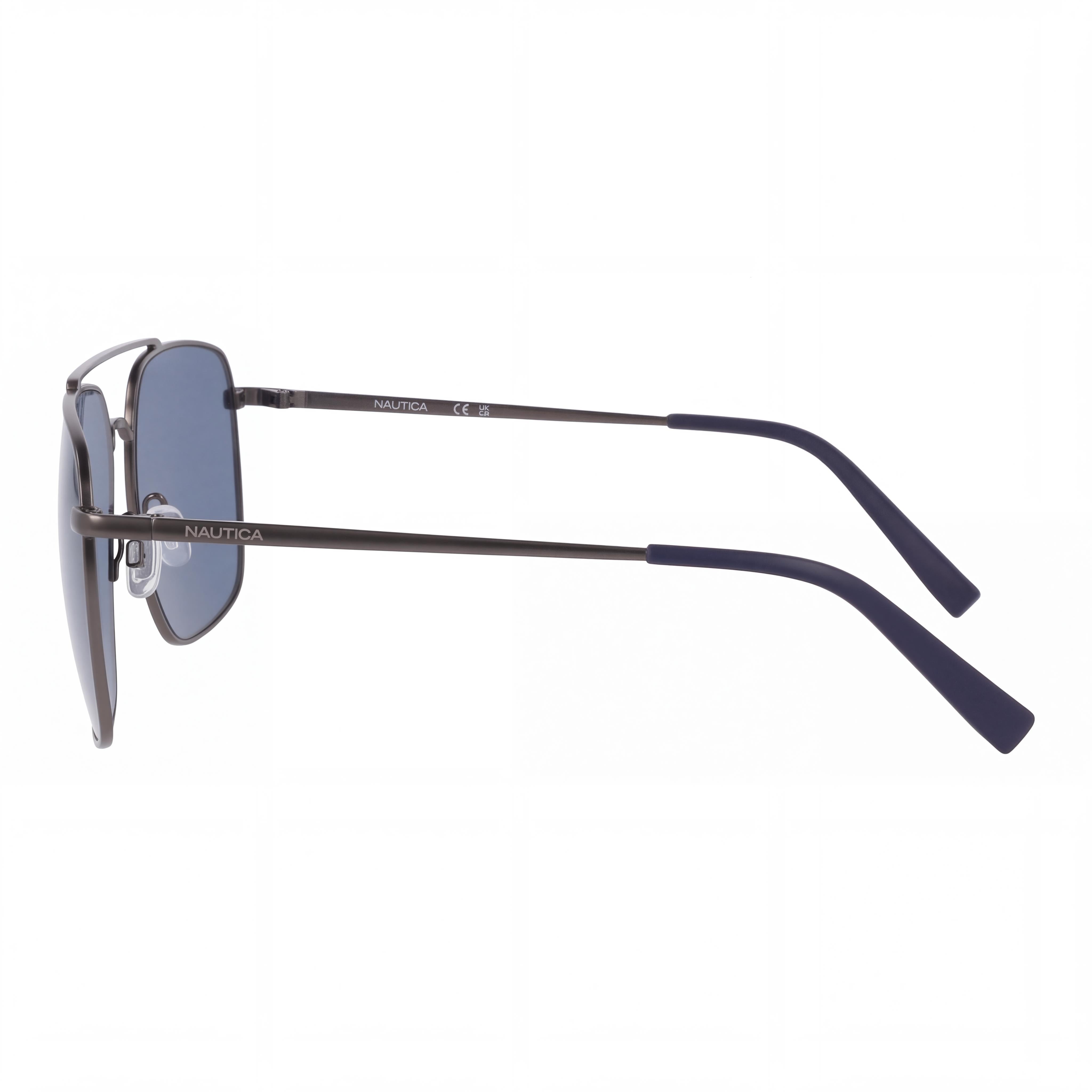 Nautica N106sp Men's Metal Navigator UV Protection Sunglasses, Matte Gunmetal, Smoke Blue Lenses 59mm, Photo 3