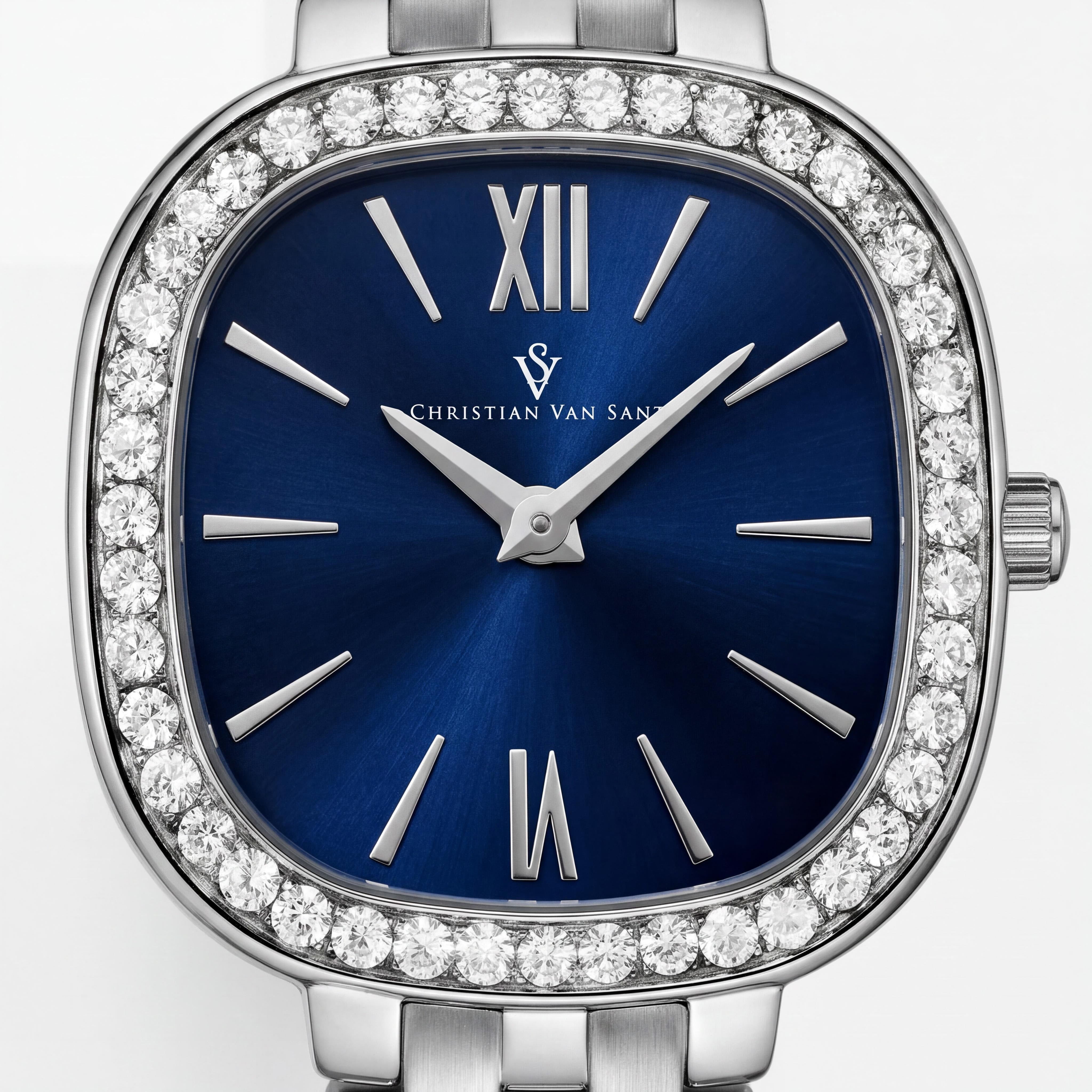 Christian Van Sant CV1264 Women's Silver Stainless Steel Blue Dial Quartz Watch, Photo 2