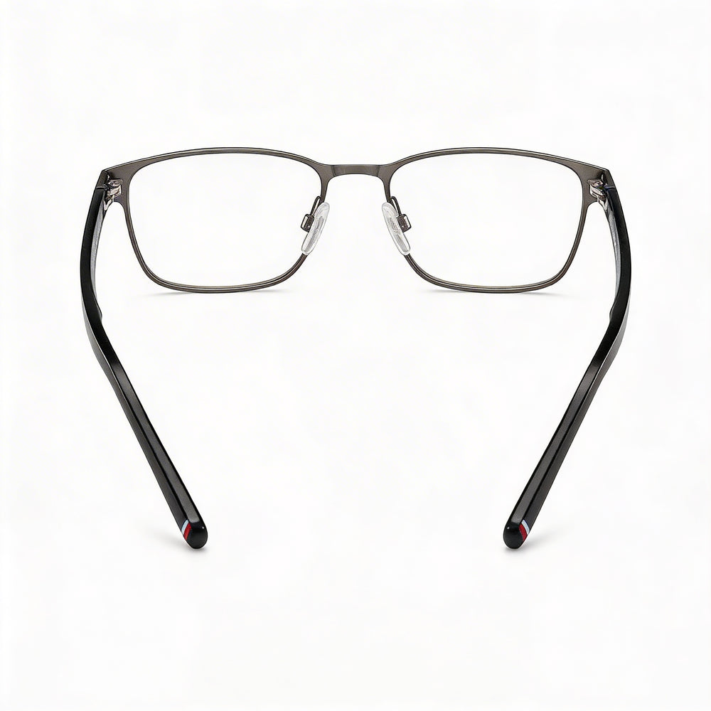 Gafas rectangulares de acero inoxidable semi mate rutenio oscuro Tommy Hilfiger T. Hilfiger 1769 para hombre 55mm